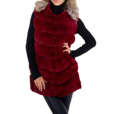 Ital-Design Winterjacke Damen Freizeit Kapuze Gefüttert Winterjacke in Weinrot