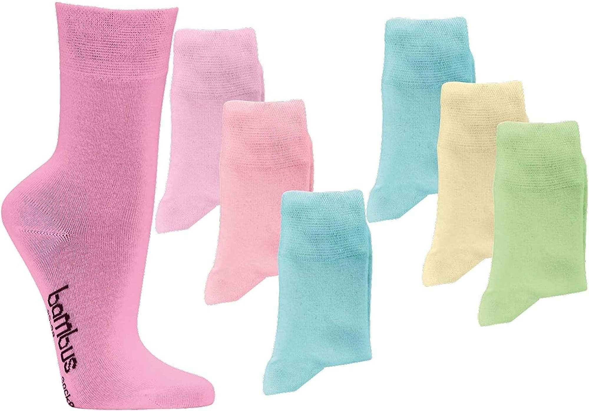 FussFreunde Komfortsocken 6 Paar Bambus Socken Pastell Farben für Damen mit ANTILOCH-GARANTIE