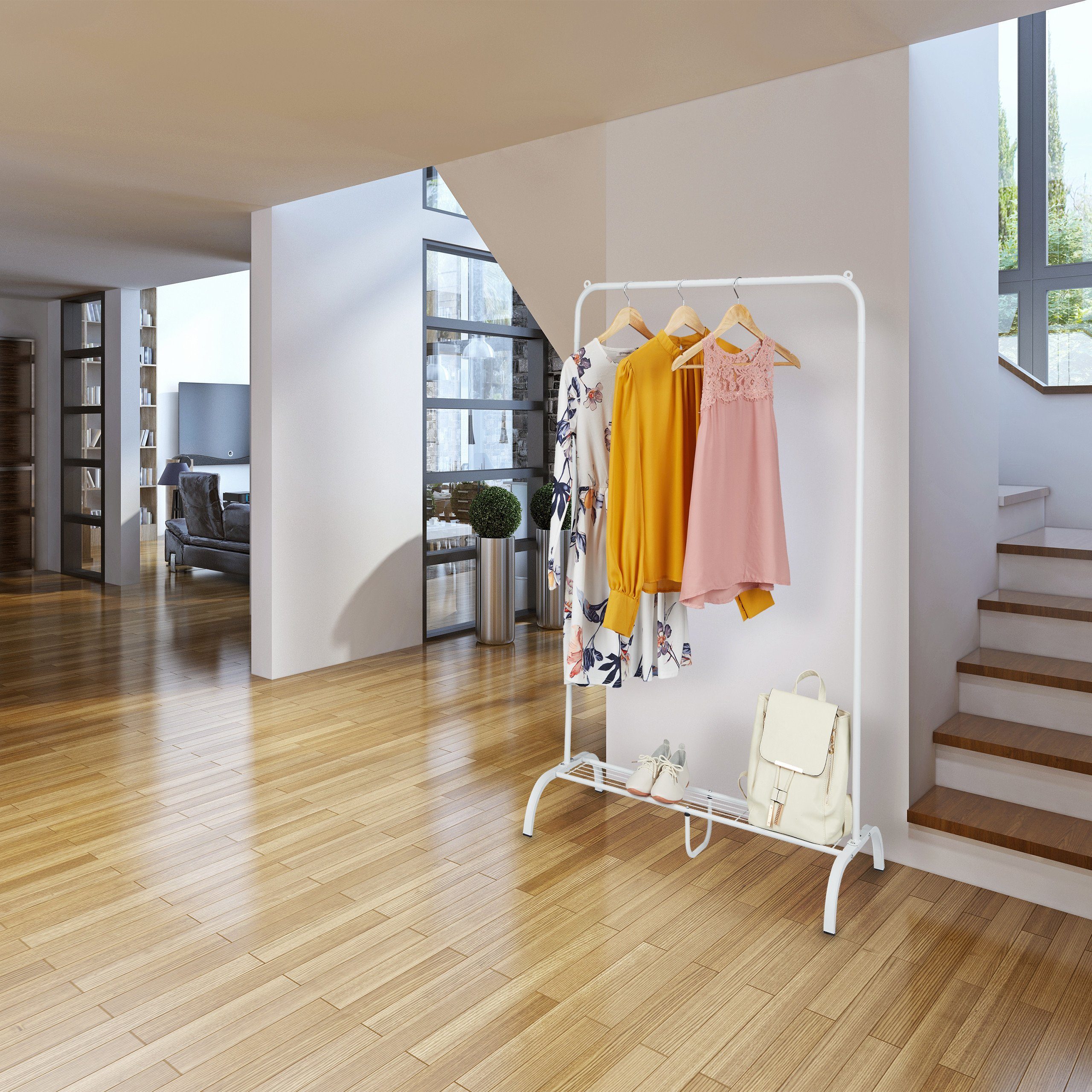 relaxdays Garderobenständer Metall Kleiderständer mit Ablage, günstig online kaufen
