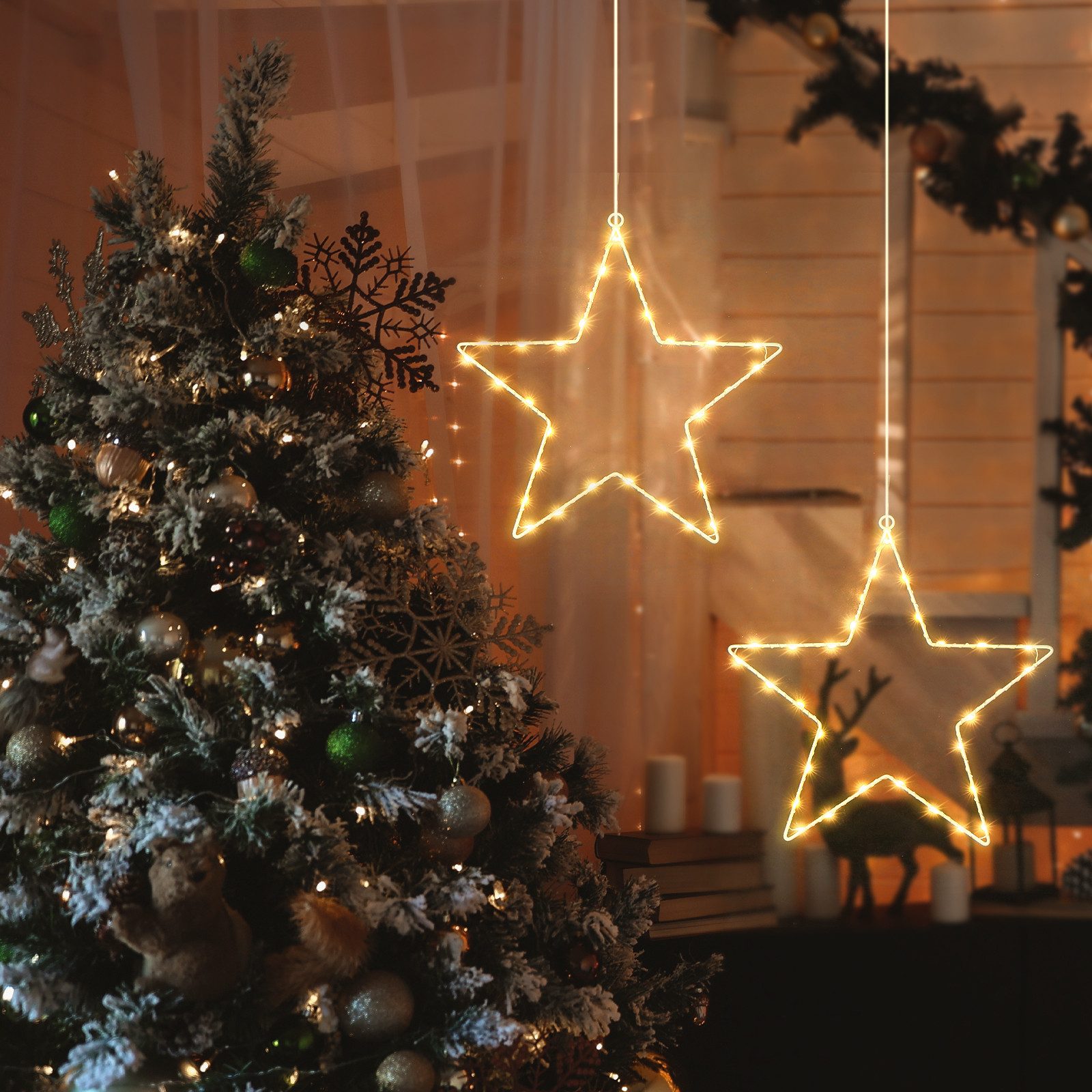 Salcar LED Stern LED Fensterdeko SternLED Weihnachtsstern Fensterlichter Weihnachtsdeko, LED fest integriert, Batteriebetrieben mit Timer, 8 Modi Weihnachtsbele – Bild 5 von 5