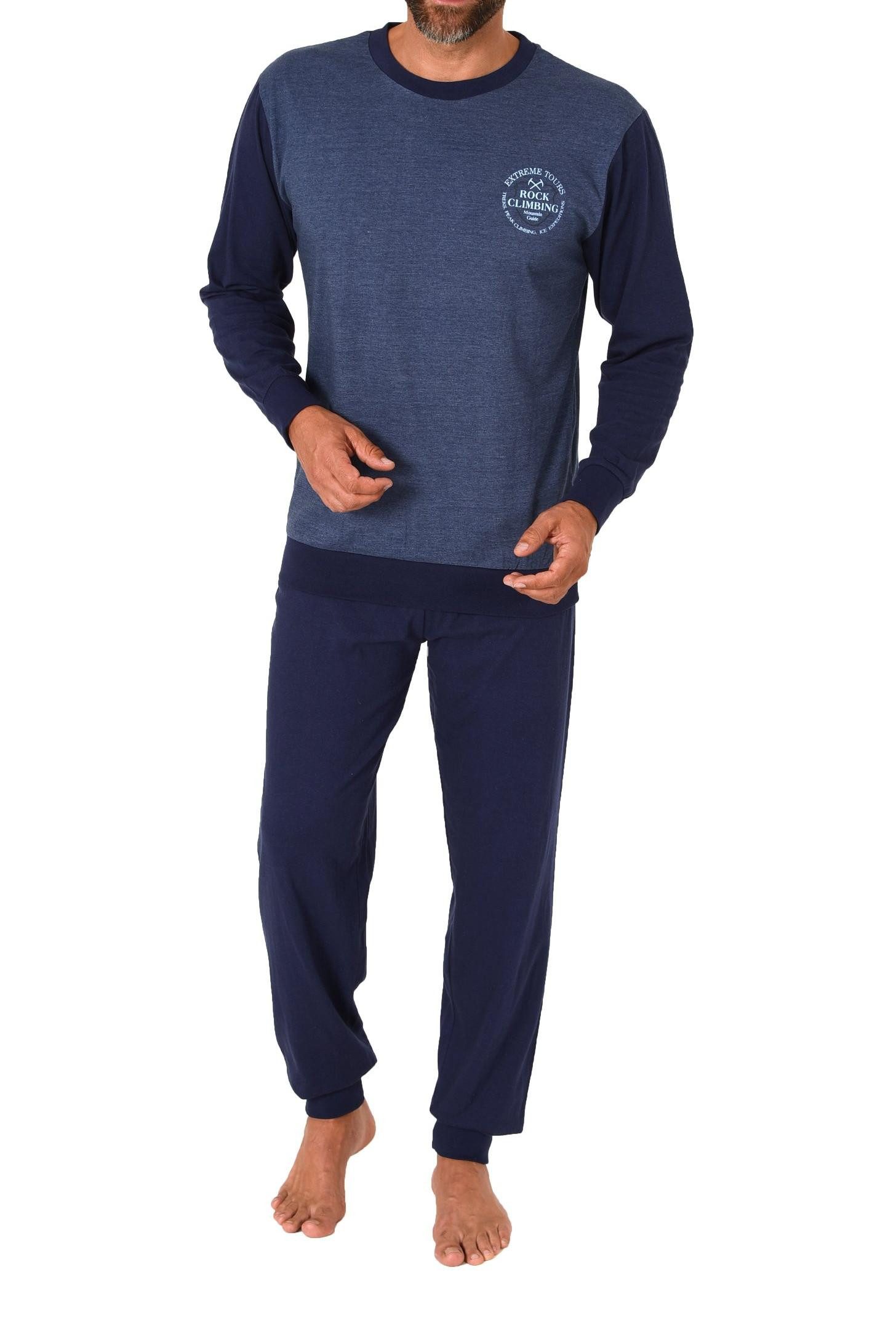 Pyjama Normann Herren langarm Schlafanzug mit Bündchen in eleganter Optik