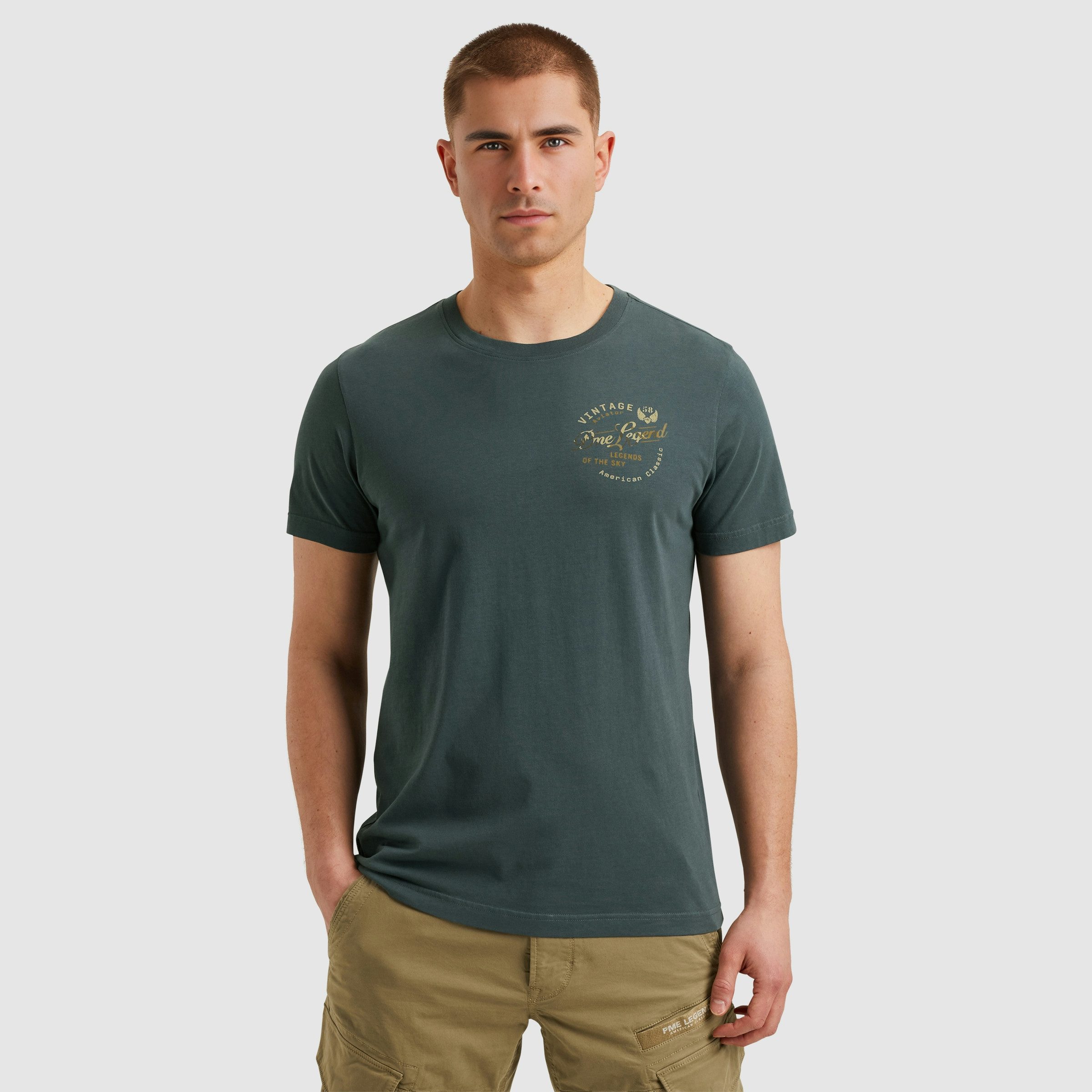 PME LEGEND T-Shirt Short sleeve r-neck single jersey play mit Logo Print