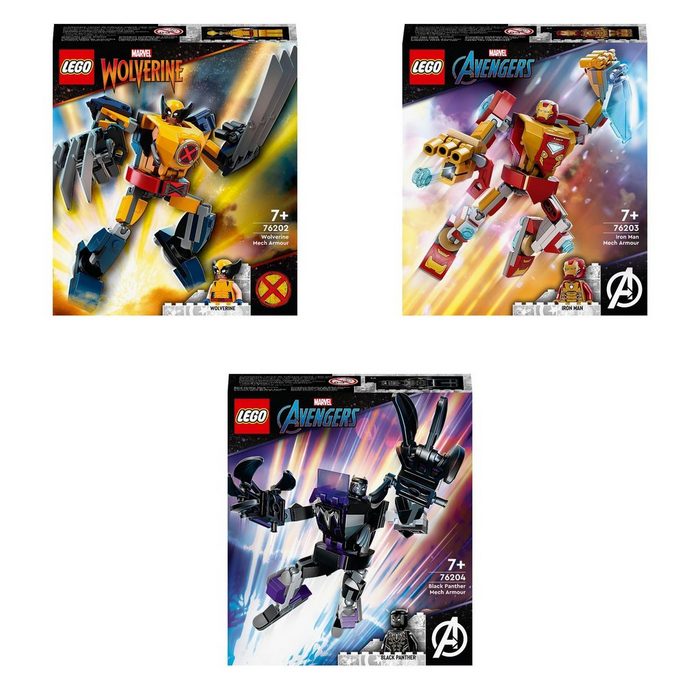 LEGO® Konstruktions-Spielset 3er Set: 76202 Wolverine Mech + 76203 Iron Man Mec