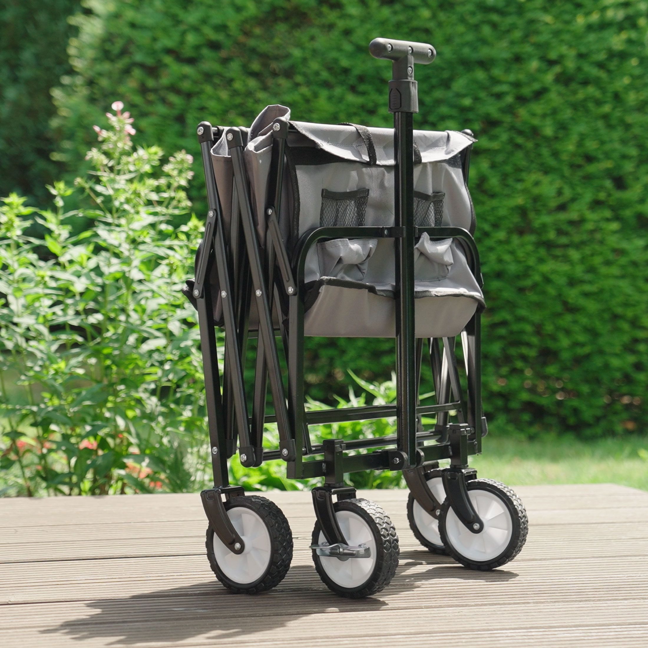 FASports Bollerwagen Gardenio mit Bremsen, Upgrade-Version (längerer Lenkstange), faltbar, bis 80 kg belastbar, fasst 61 Liter – Bild 3 von 5