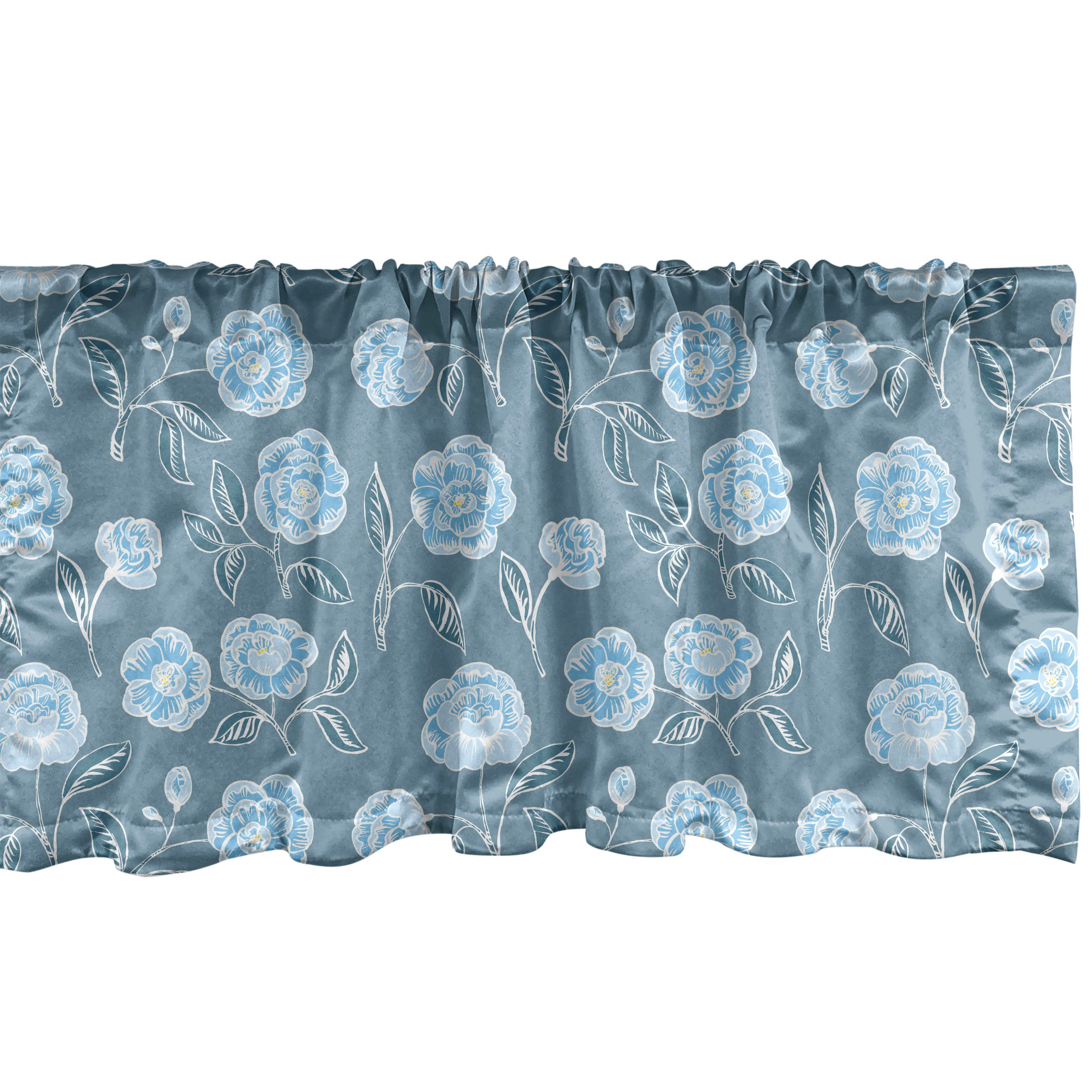 Scheibengardine Vorhang Volant für Küche Schlafzimmer Dekor mit Stangentasche, Abakuhaus, Microfaser, Blumen Rose Blumen in Pastellkunst