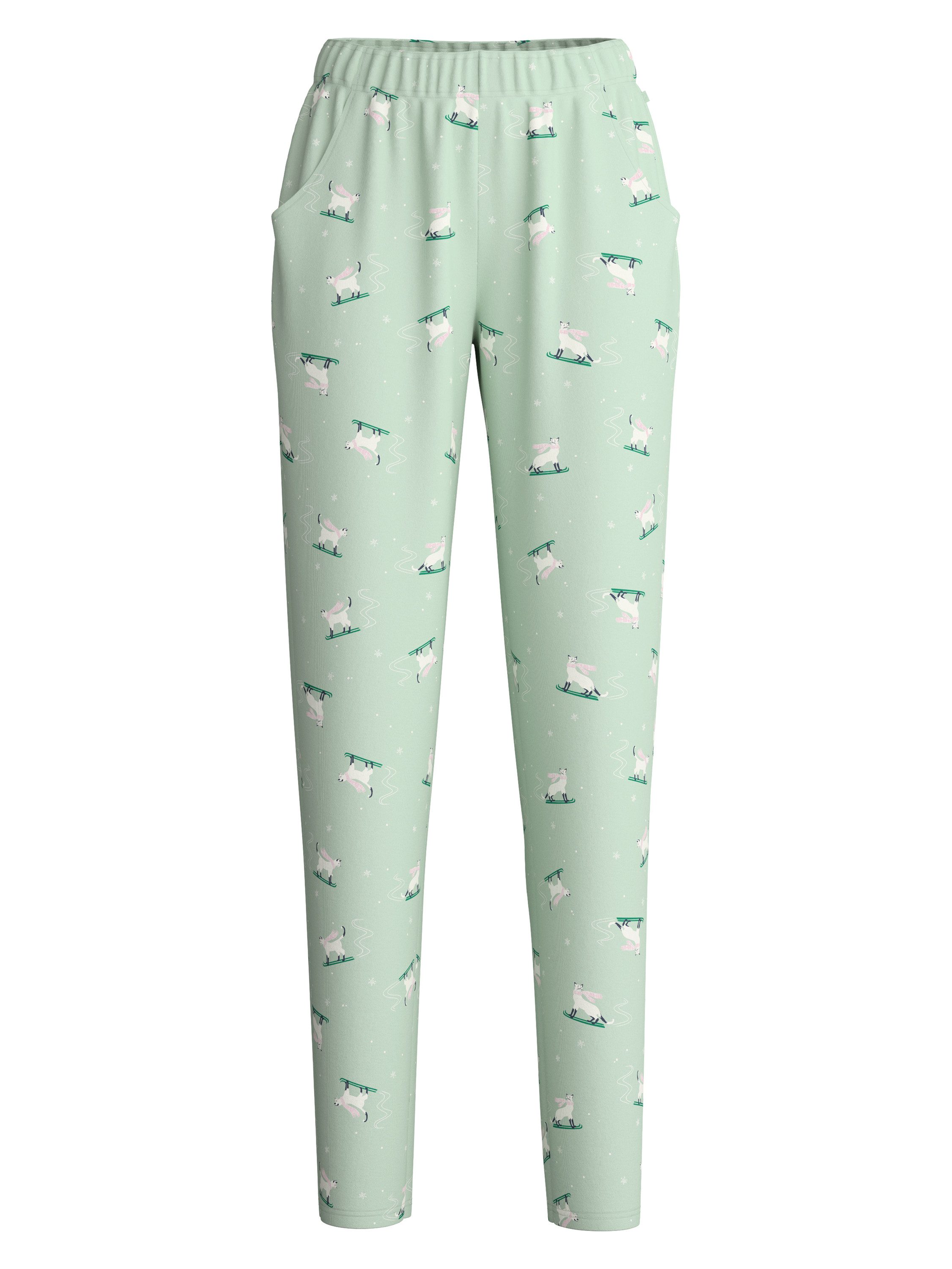 CALIDA Pyjamahose Favourites Cats Damen (1-tlg) weiche Heavy-Interlock-Qualität und angenehm wärmend