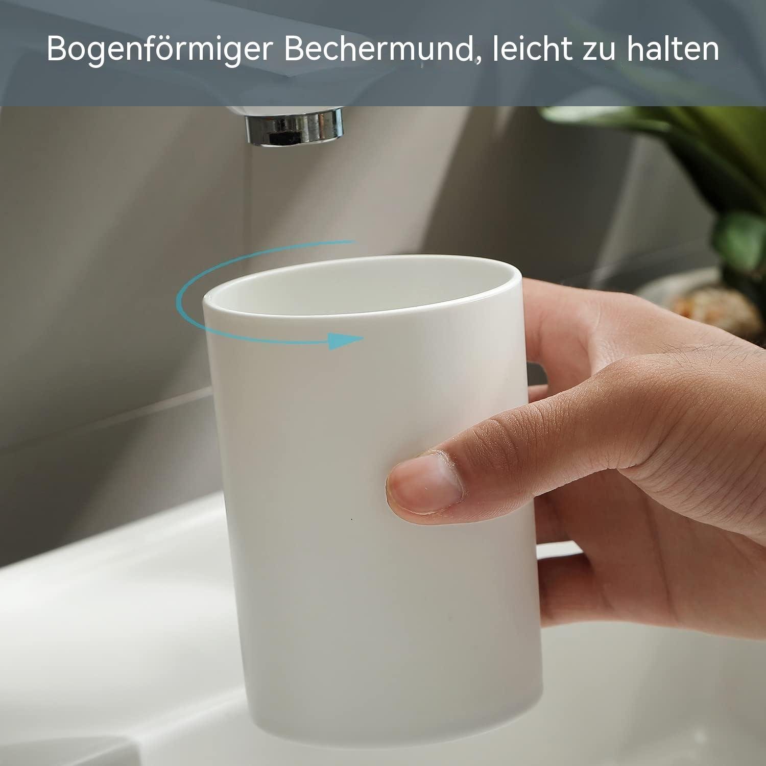 TUABUR Zahnbürstenhalter Bade-Trinkbecher, 300ml, reinig., leicht unzerbr., Kunststoff, Stk. Weiss 2