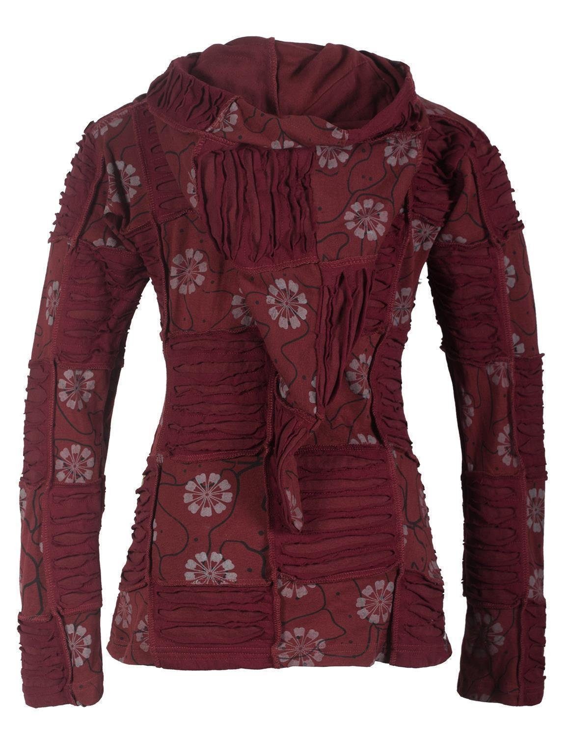 Vishes Kapuzensweatjacke Bestickte Blumen Patchworkjacke mit günstig online kaufen