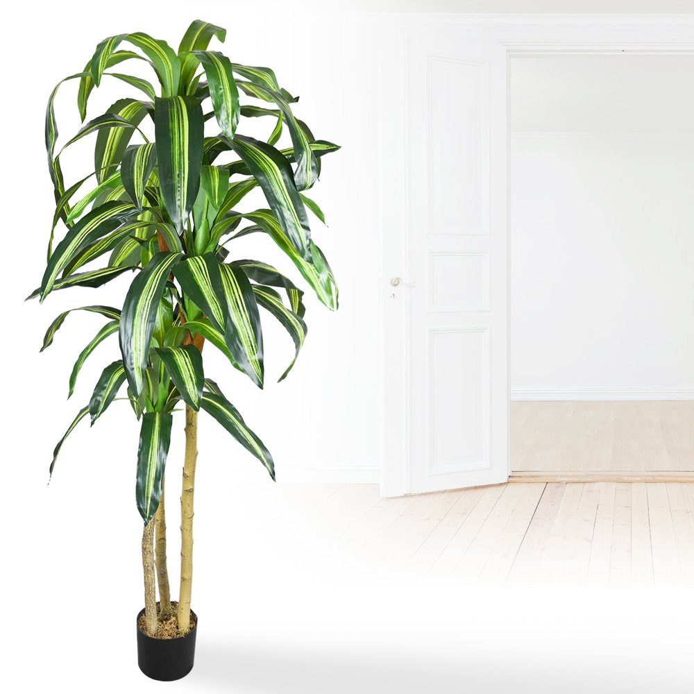 180cm Künstliche Pflanze Decovego, Decovego Kunstpflanze Echtholz Drachenbaum Kunstpflanze Kunstbaum