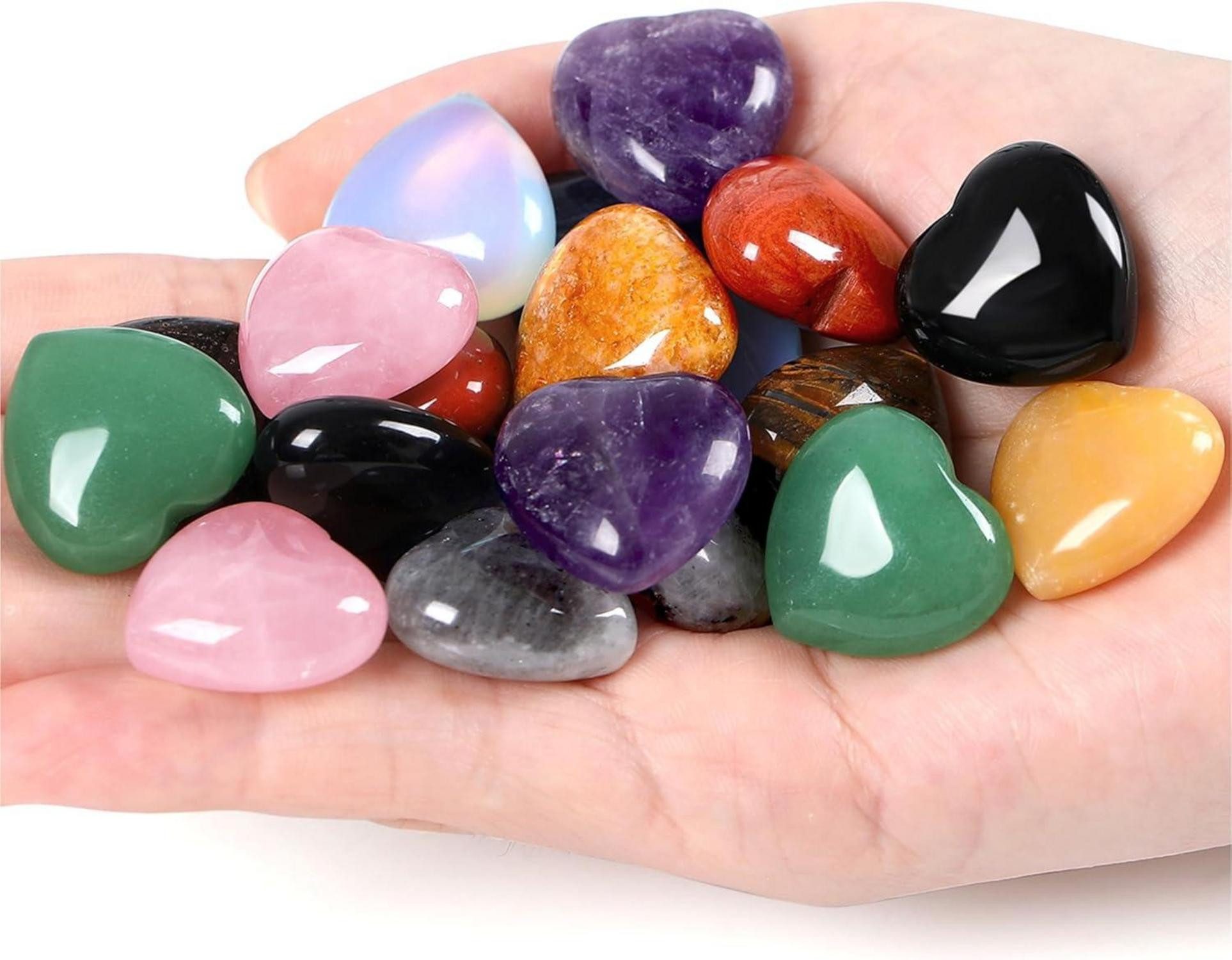 Edelstein 10PCS Herz Kristalle Edelsteine bunte Heilung Stein Glückssteine Set