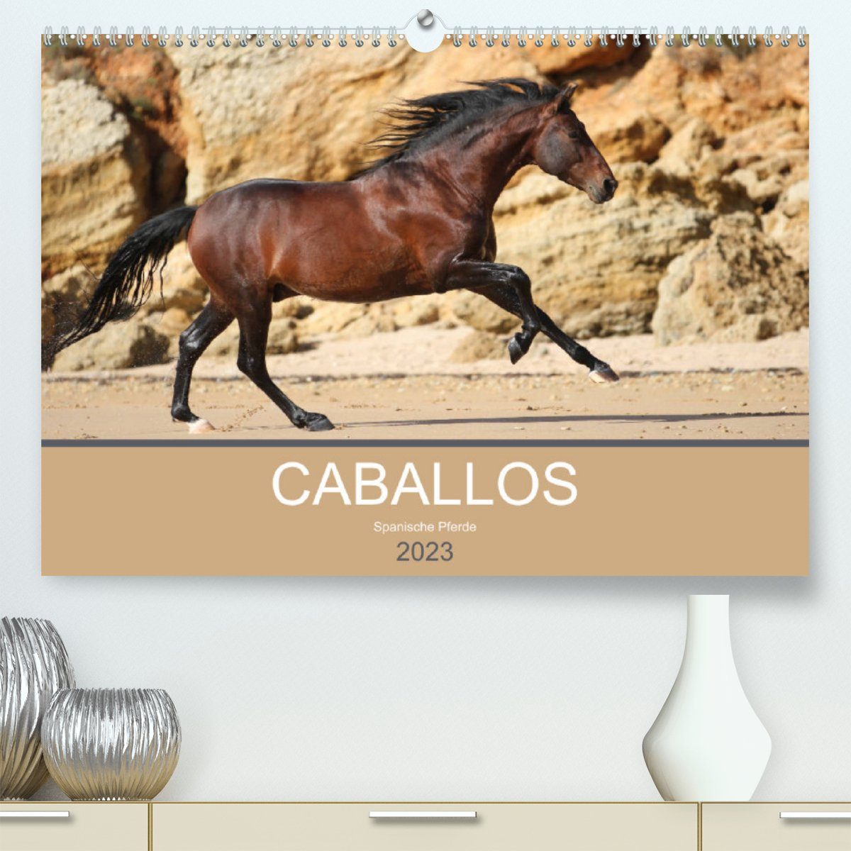 CALVENDO Wandkalender Caballos Spanische Pferde 2023 (Premium, hochwertiger DIN A2 Wandkalender 2023, Kunstdruck in Hochglanz)