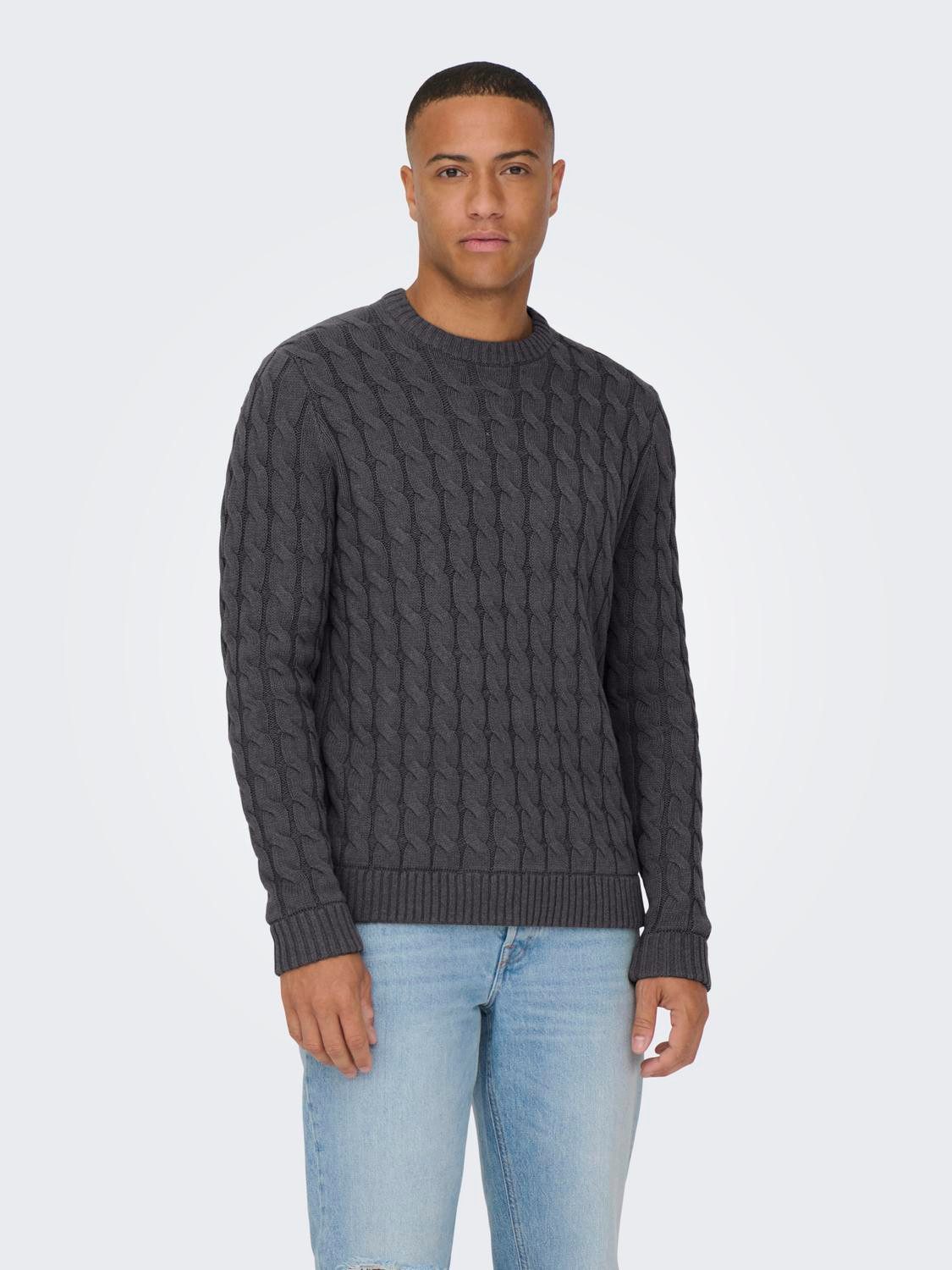 ONLY & SONS Вязаные свитера Вязаные свитера Rundhals Normal Fit langarm ONSKICKER LIFE REG 3 CABLE CREW KNIT