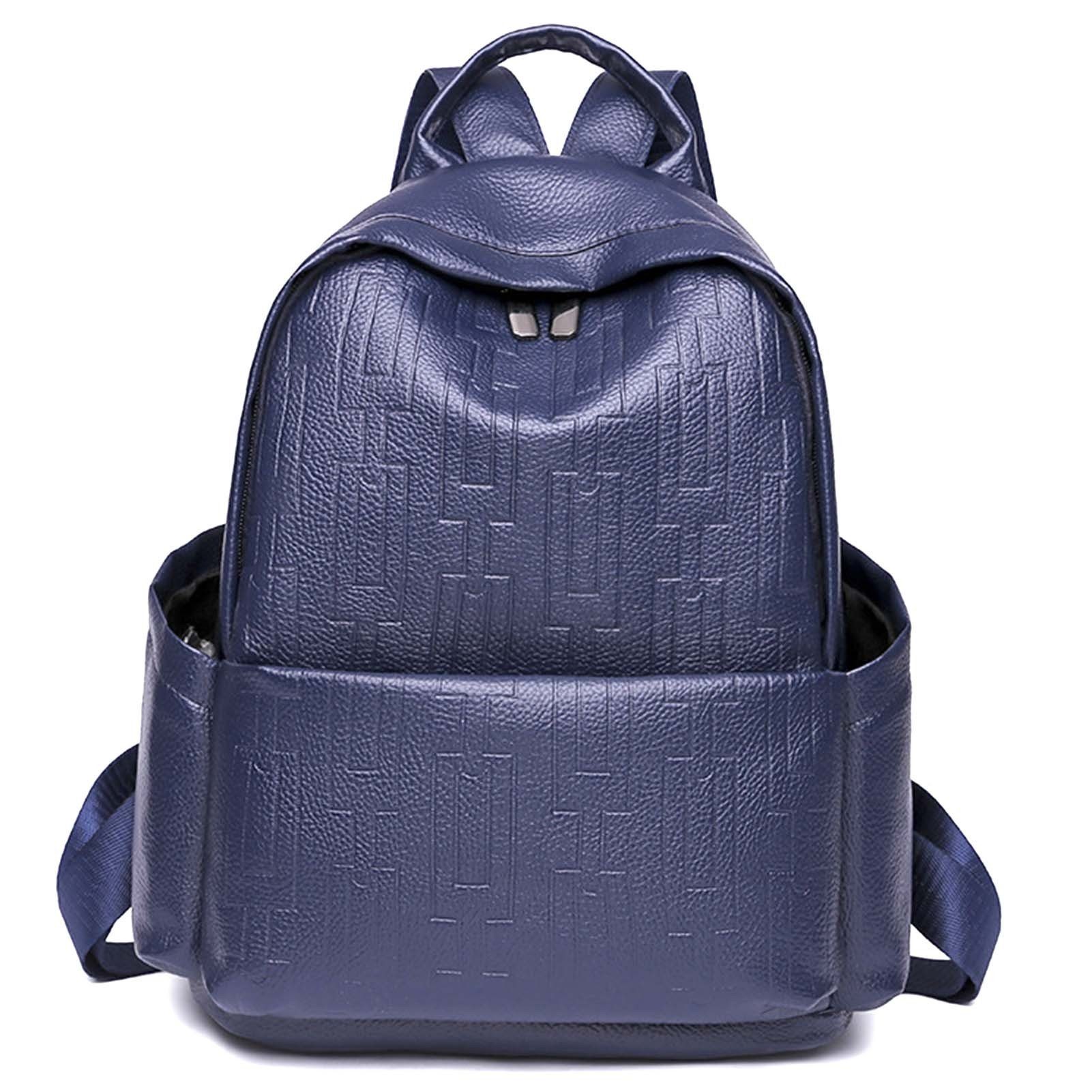 Rucksack Für Weichem Leichter, Damen, Blusmart Wasserabweisender Aus blue PU-Leder Rucksack