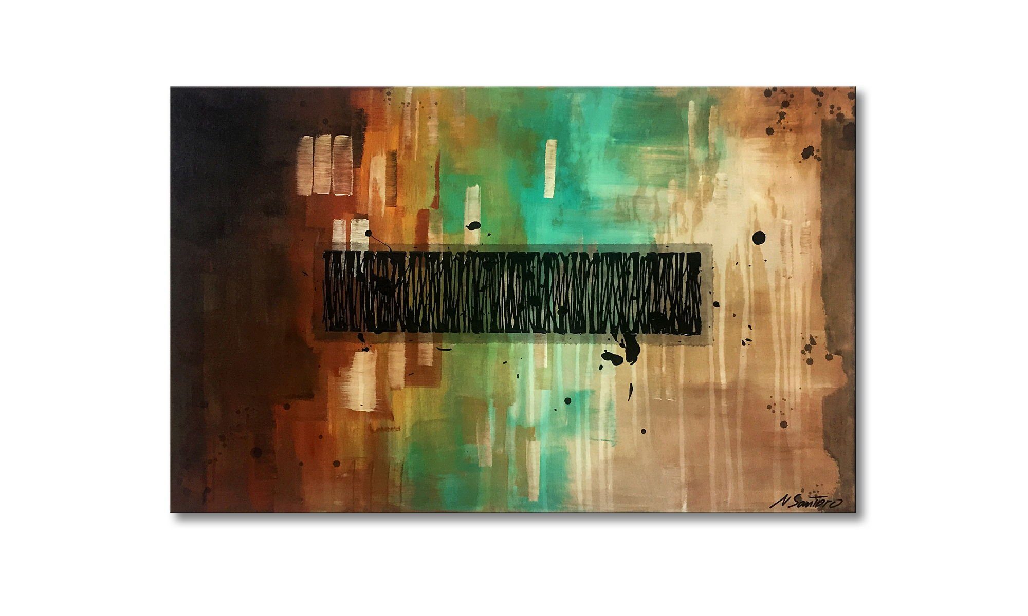 WandbilderXXL Gemälde New Perspektive 120 x 75 cm, Abstraktes Gemälde, handgemaltes Unikat