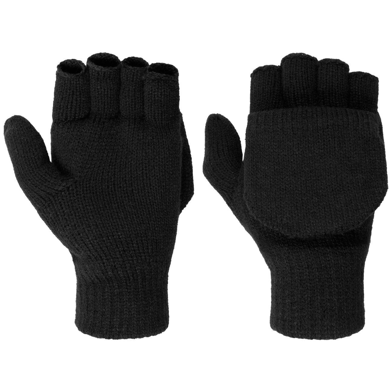 mit Handschuhe fingerlose Futter Lipodo schwarz Strickhandschuhe