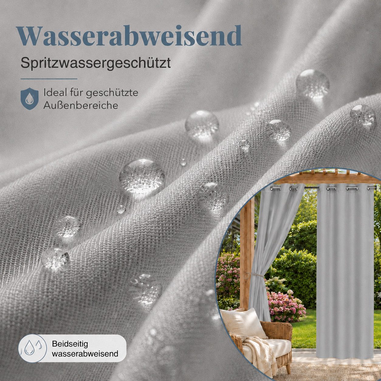 Sunicol Outdoorvorhang Transparent spritzwassergeschützt Außenvorhang mit Ösen Gardinen (2 St), Voile Sichtschutz für Pavillon Terrasse Pergola Balkon Garten – Bild 2 von 5