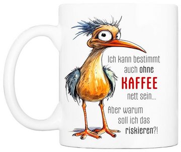 Cadouri Tasse NETT SEIN Bürotasse, Kaffeetasse mit Spruch - Geschenk, Keramik, humorvolle Tasse, beidseitig bedruckt, handgefertigt, 330 ml