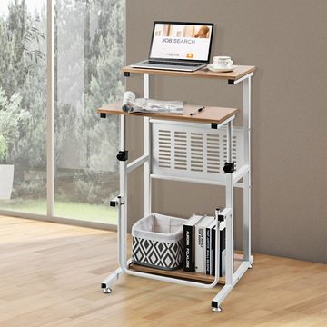 KOMFOTTEU Computertisch mit Fußstütze, platzsparender Schreibtisch, höhenverstellbar
