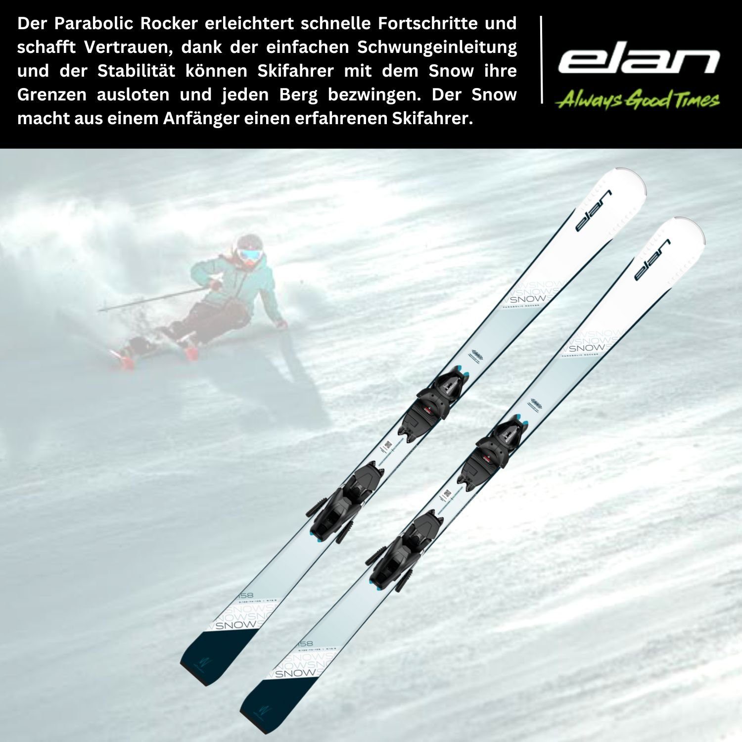 EL9.0 Schwarz White elan / Rocker Bindung Ski, + Parabolic Damenski Ski Elan Snow