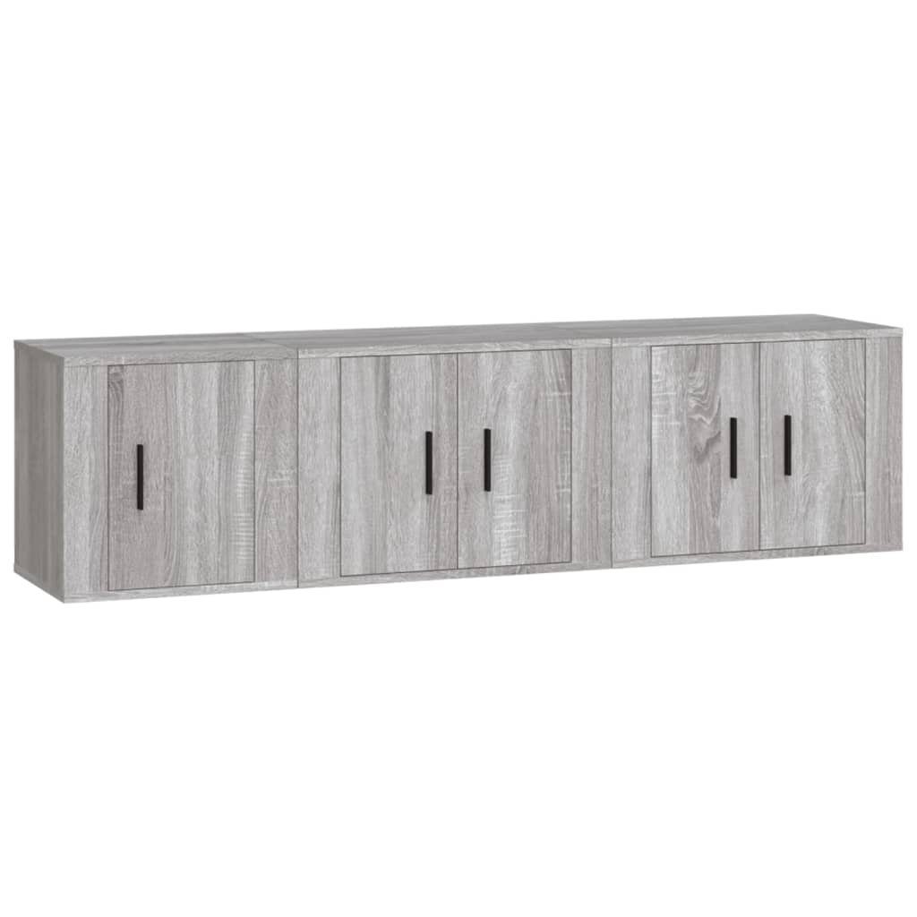 Grau Sonoma TV-Schrank-Set Holzwerkstoff furnicato 3-tlg. TV-Schrank