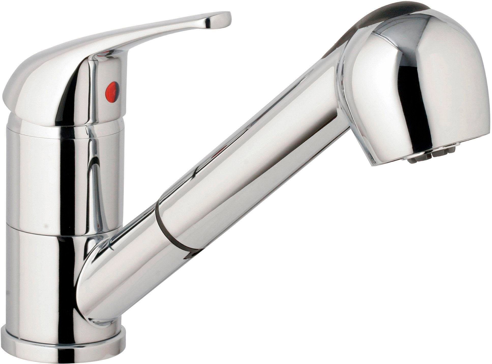 Eyckhaus kitchen & cooking Spültischarmatur Würzburg herausziehbare Geschirrbrause, Wassersparfunktion, Chrom, Hochdruck