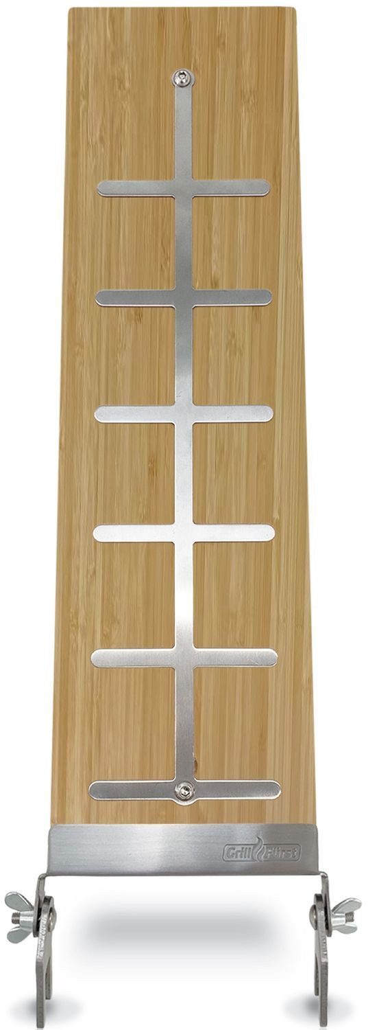 Grillfürst Grillplatte Schraub-Variante 2er Set Feuerbrett (2x Flammlachsbrett), Flammlachsbrett Bambus - 140 mm mit Halterung