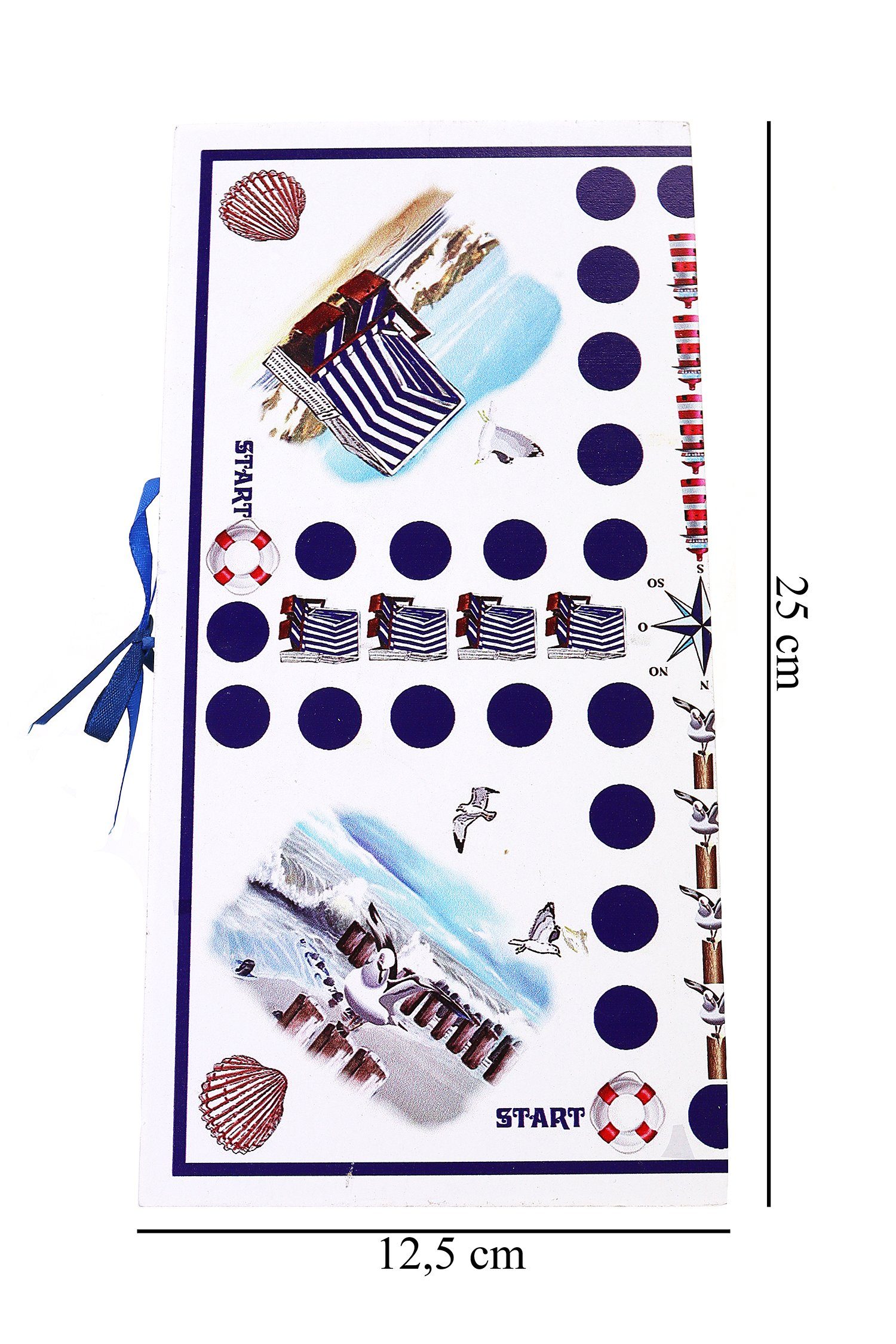 ELLUG Spiel Würfelspiel Brettspiel Küstendesign maritim Leuchtturm Strandkorb, zusammenklappbar