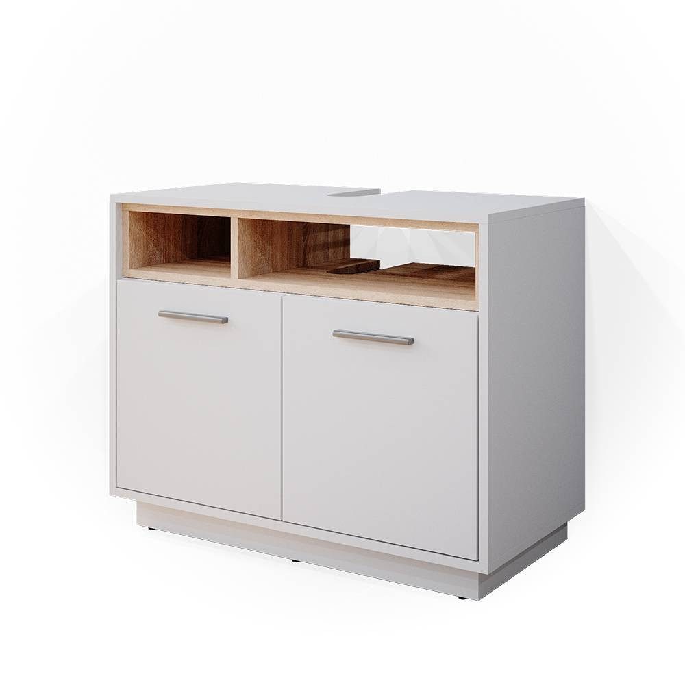 Vicco Waschbeckenunterschrank Beatrice, Weiß/Sonoma, 80 x 64 cm