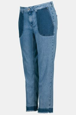 Gina Laura Regular-fit-Jeans 7/8-Jeans Farb Effekte 5-Pocket Fransensaum