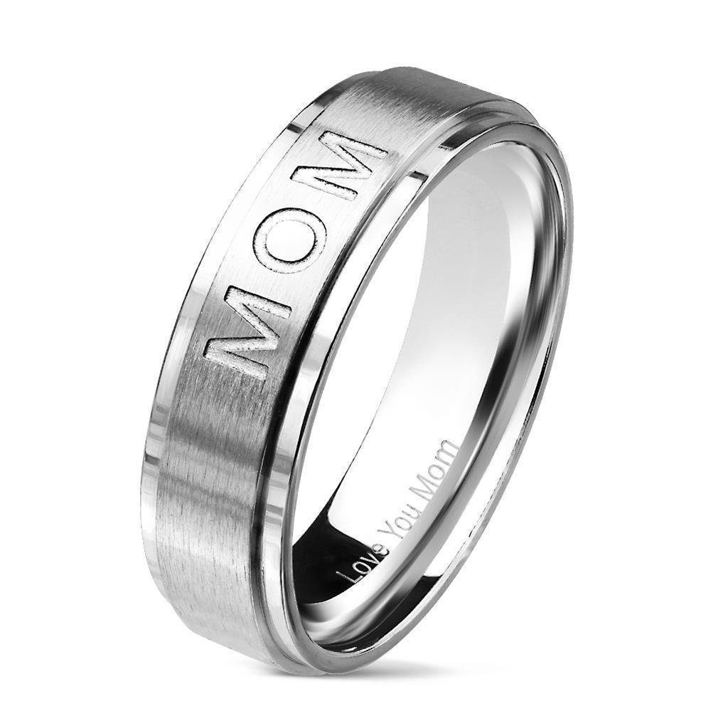 BUNGSA Fingerring 57 (18.1) Silber Ring MOM Mama aus Edelstahl Damen (Ring, 1-tlg), Frauen Mädchen