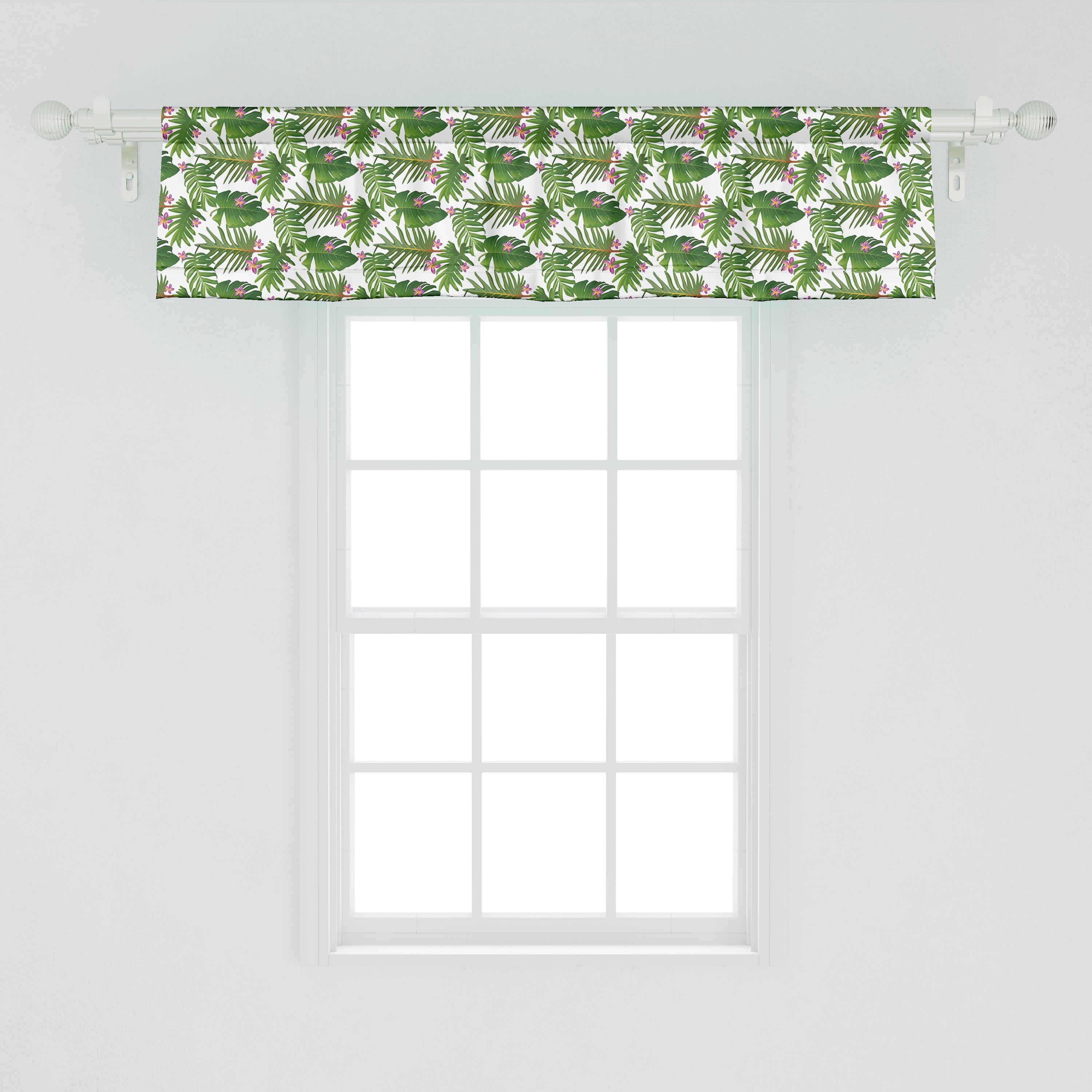 Dekor hawaiisch Stangentasche, für Schlafzimmer Volant Plantage Flora Küche Microfaser, Vorhang Abakuhaus, mit Scheibengardine Wald