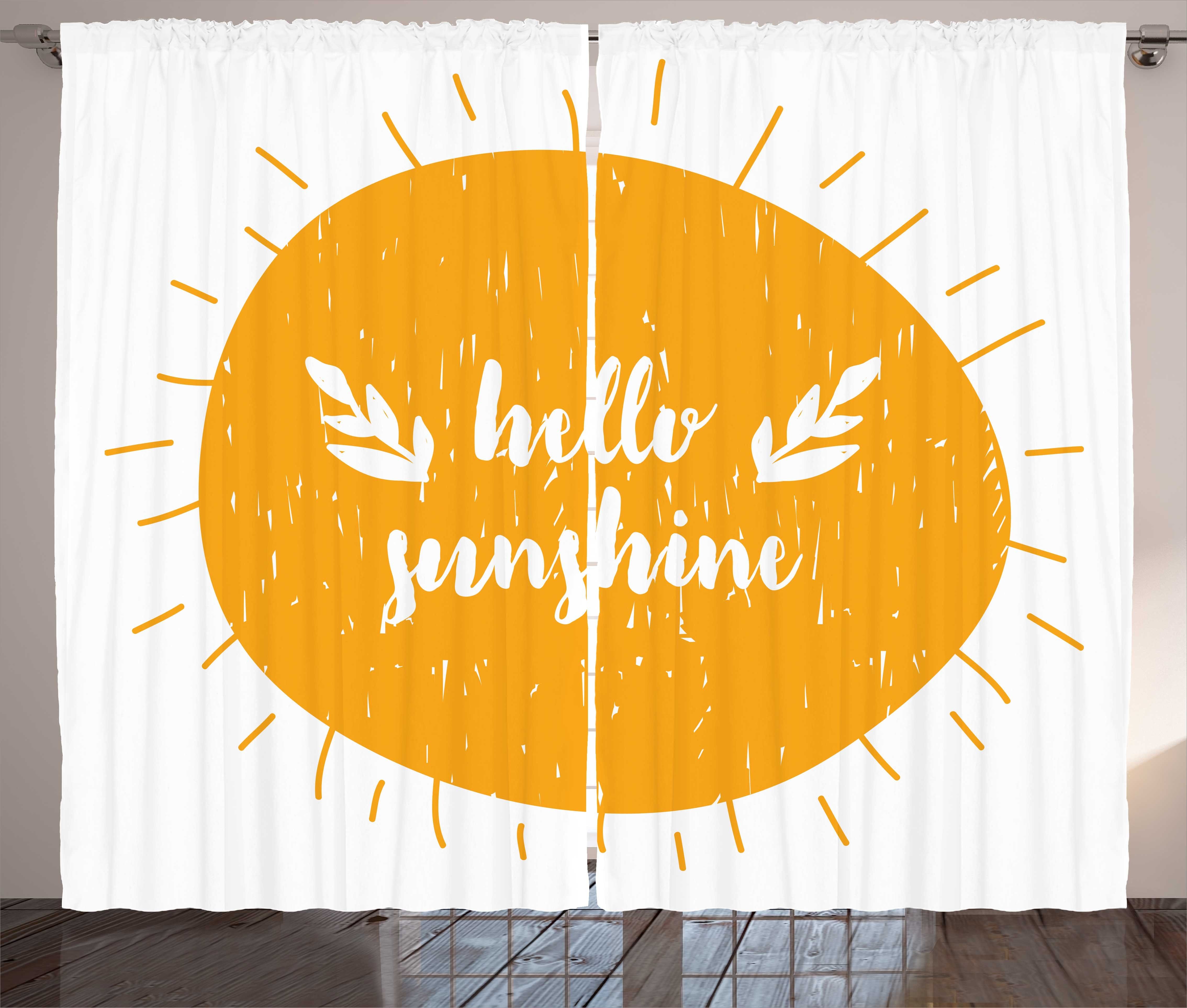 Gardine Schlafzimmer Kräuselband Vorhang mit Schlaufen und Haken, Abakuhaus, hallo Sonnenschein Autumn Harvest Theme | Fertiggardinen