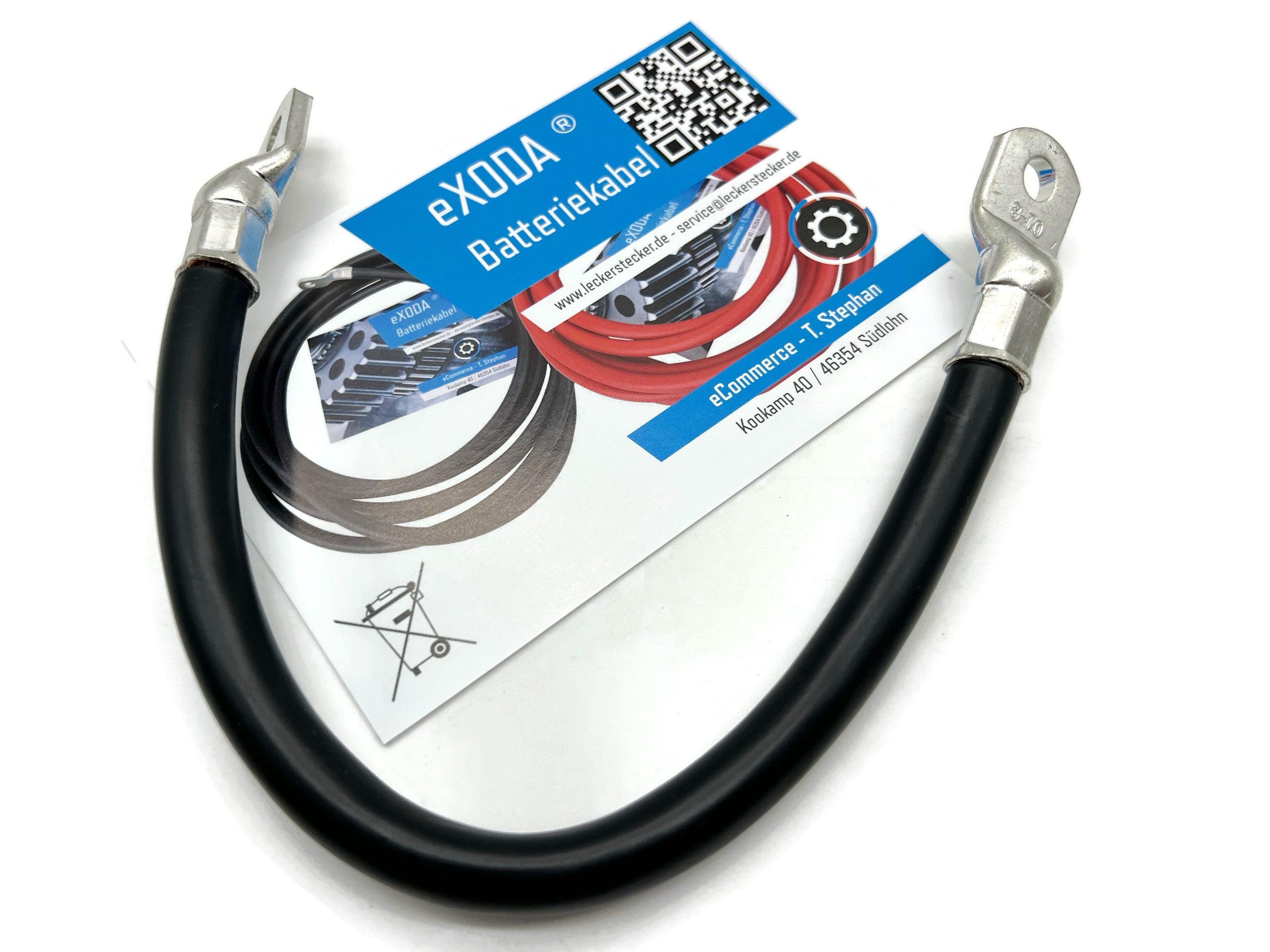 eXODA 70 mm2 M8 M8 Batteriekabel, Schwarz, (30 cm), 99% Kupfer