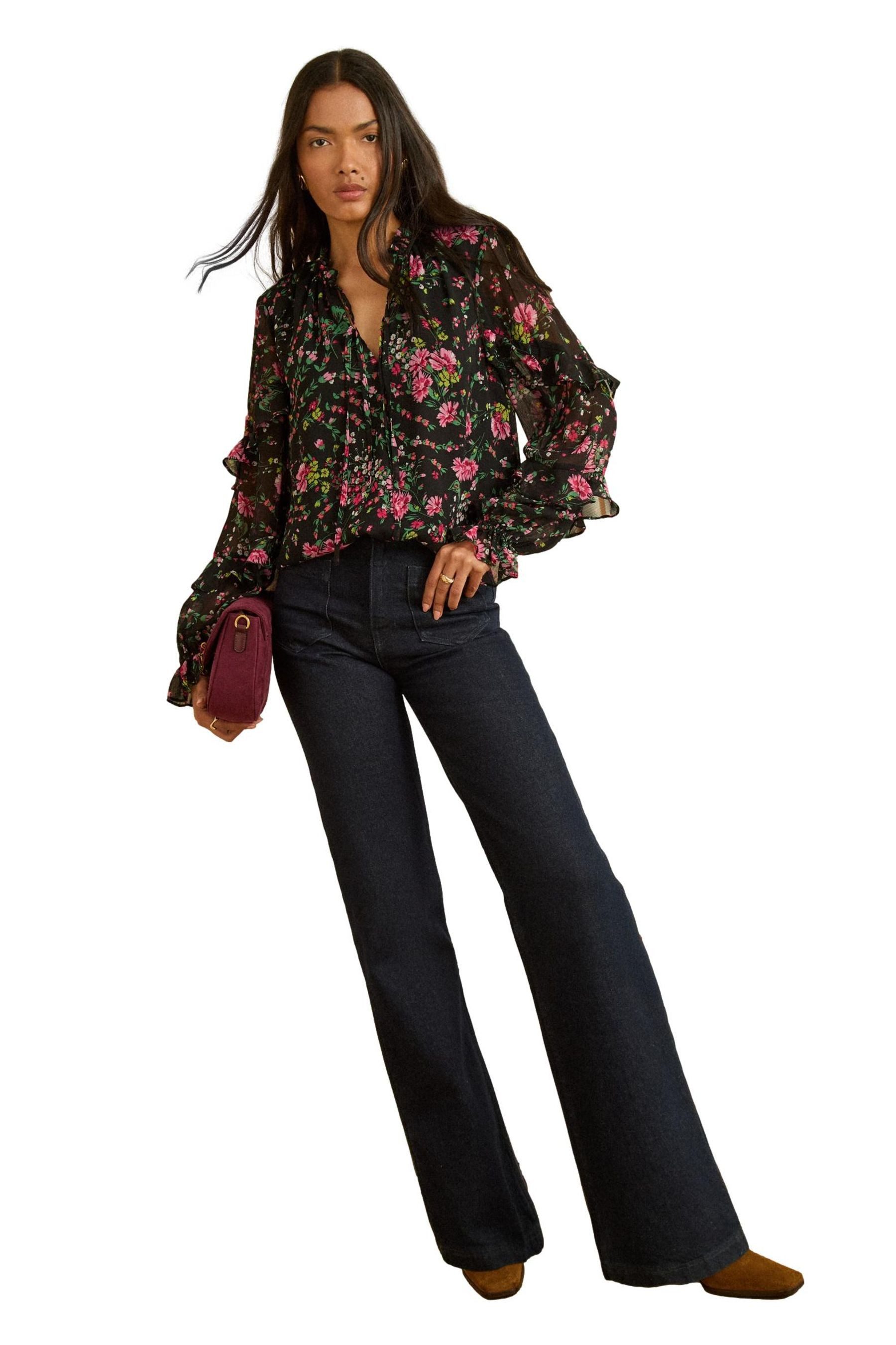 Rüschenbluse Love & Roses Bluse mit Kerbkragen, Regular
