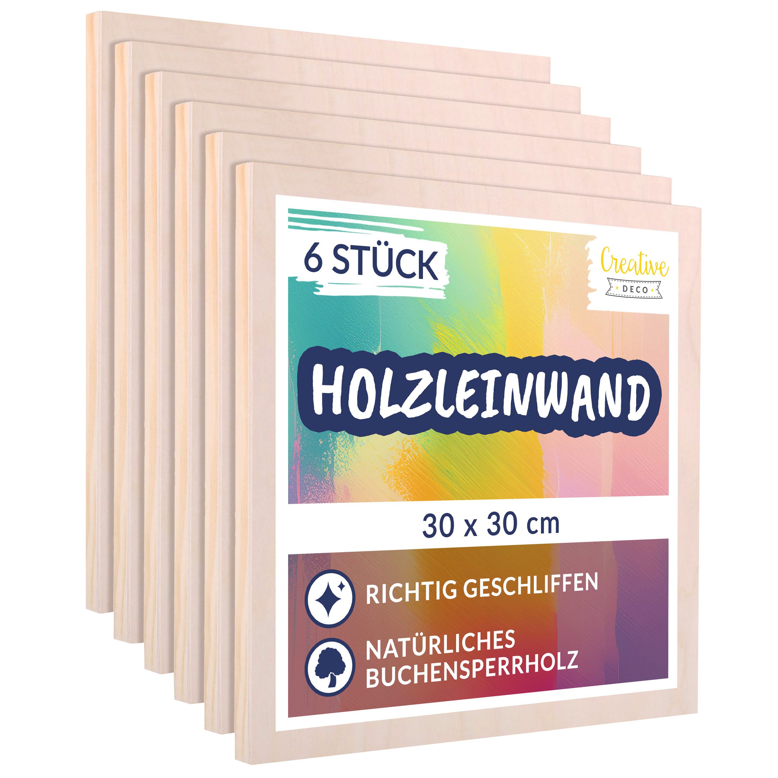 Creative Deco Bastelnaturmaterial Leinwand zum Bemalen, Set von Holz-Malgründe, (6-tlg)