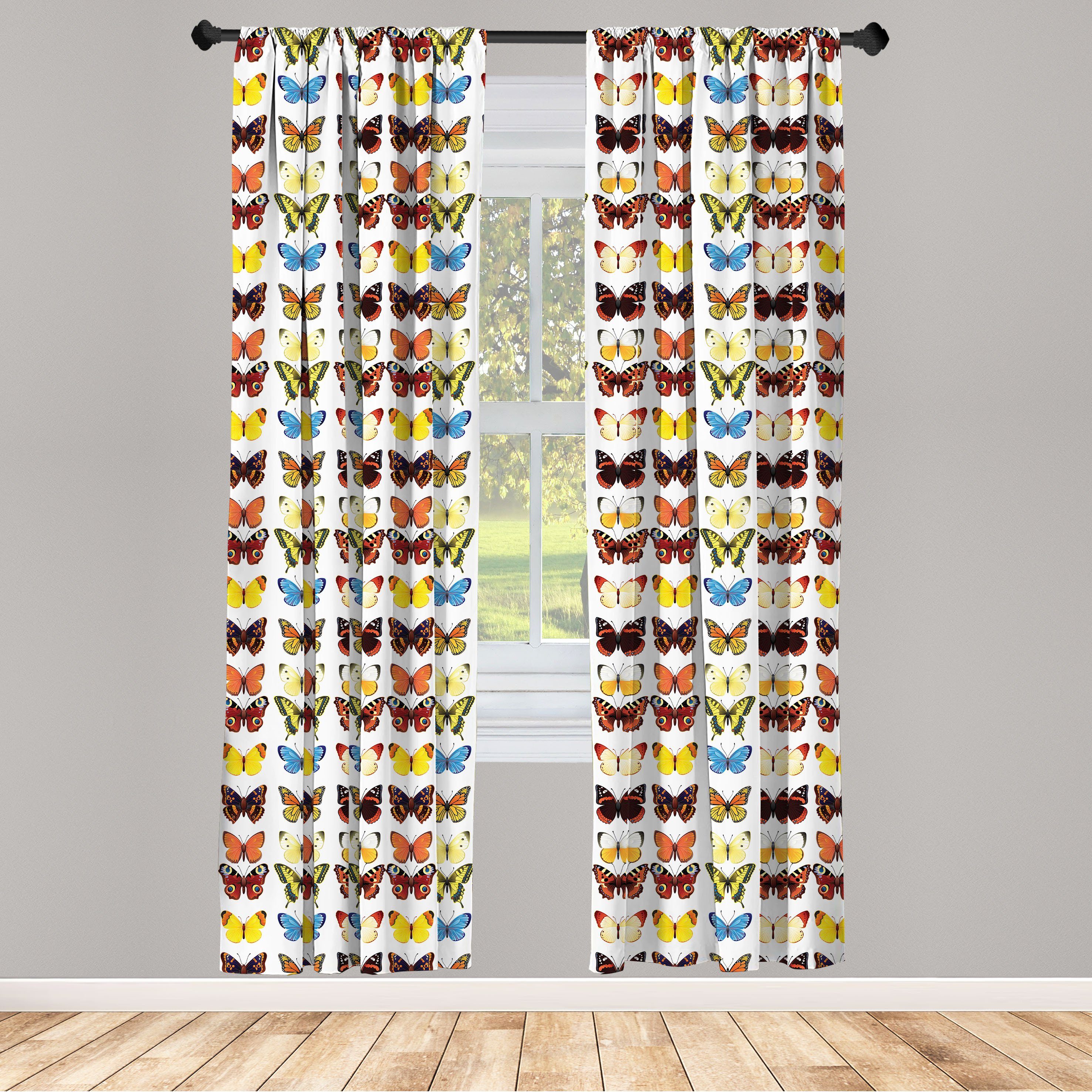 Gardine Vorhang für Wohnzimmer Schlafzimmer Dekor, Abakuhaus, Microfaser, Tiere Schmetterlinge viele verschiedene Formen