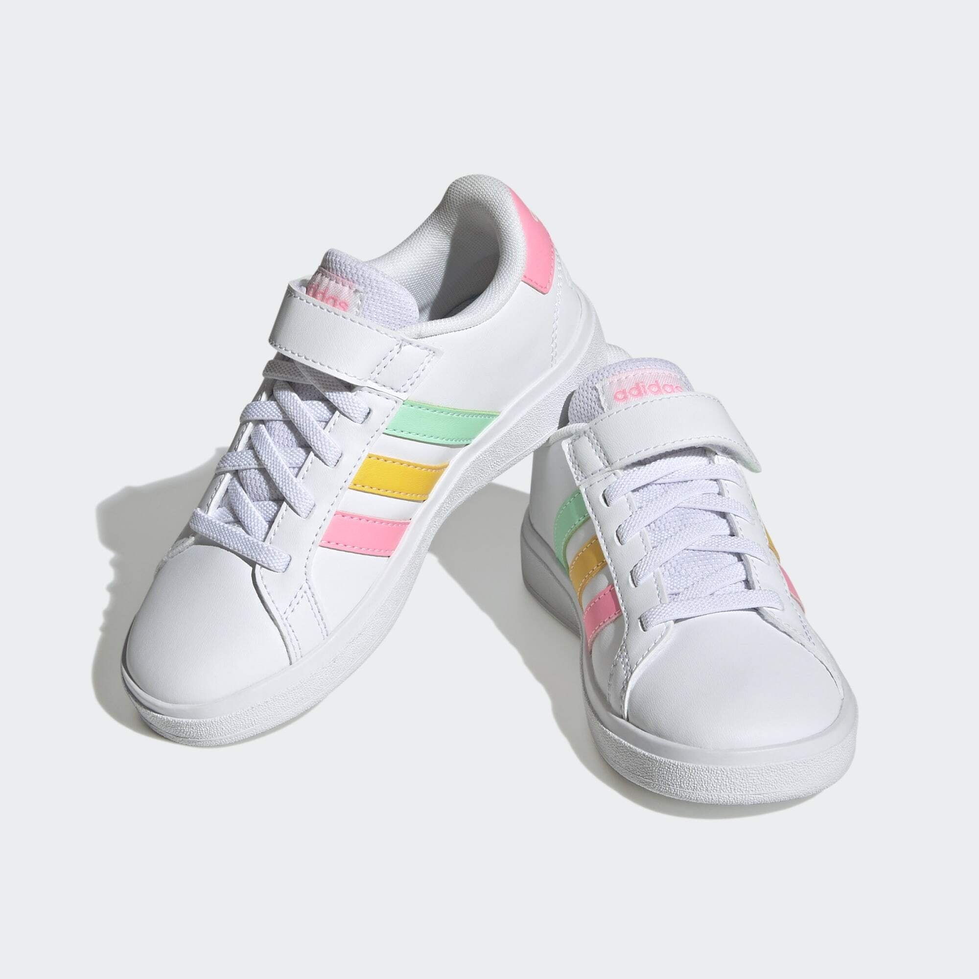 adidas Sportswear GRAND COURT COURT ELASTIC LACE AND TOP STRAP SCHUH Sneaker Cloud White / Pulse Mint / Beam Pink