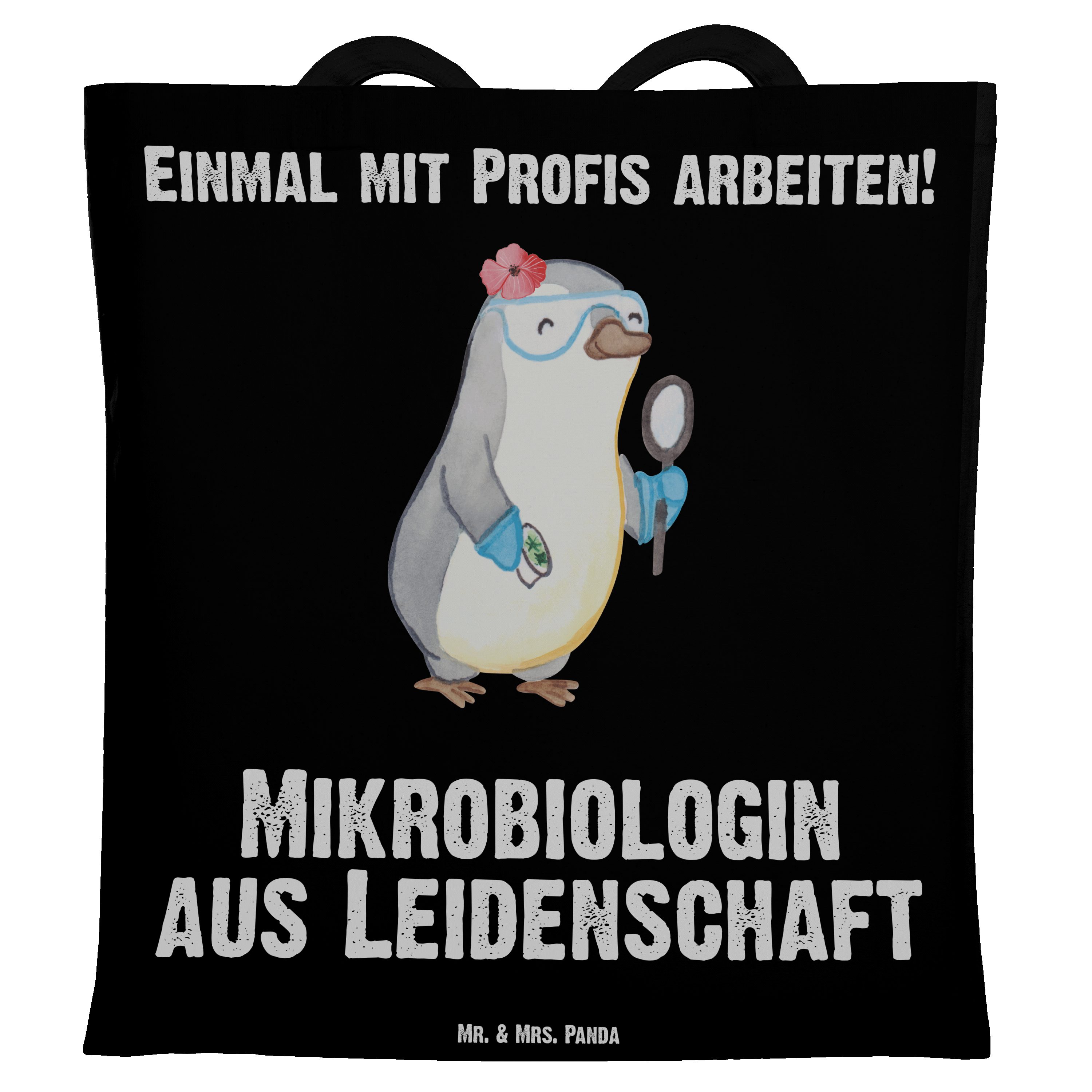 Mr. & Mrs. Panda Tragetasche Mikrobiologin aus Leidenschaft - Schwarz - Geschenk, Labor, Kollege, (1-tlg)