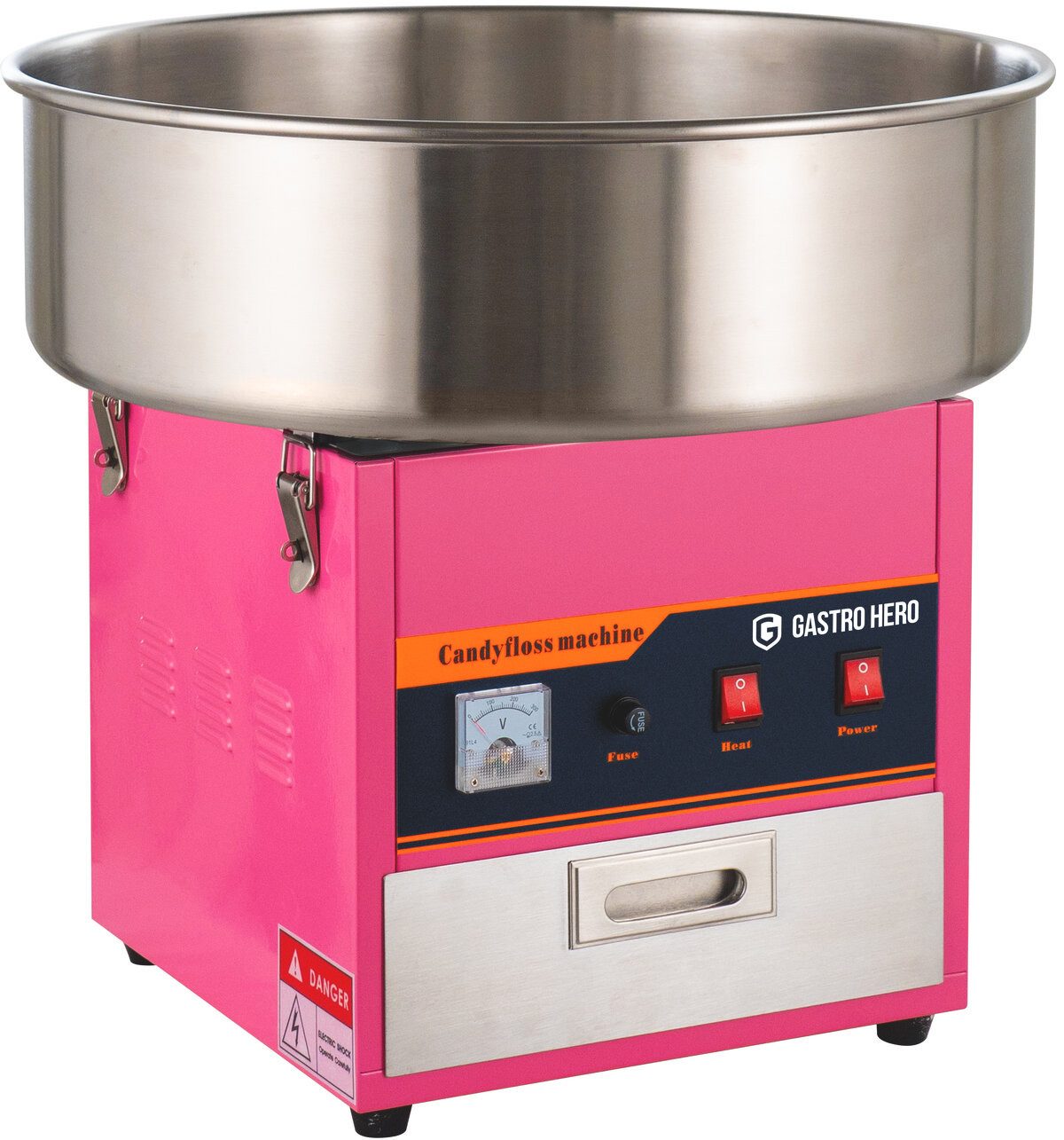 GastroHero Zuckerwattemaschine Zuckerwattemaschine ECO Ø 520 mm Edelstahl 230V, Einsatzbereit in 4-5 Minuten, geringes Gewicht