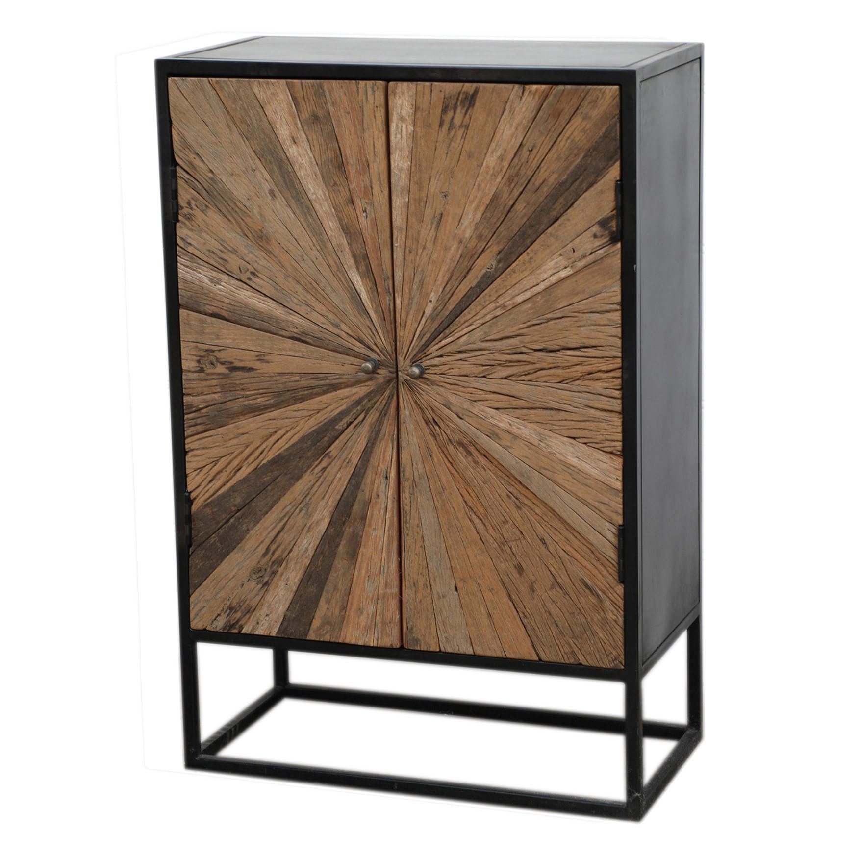 More2Home Kommode Unikatschrank MAYA, recycelte Althölzer, schwarzes Metall