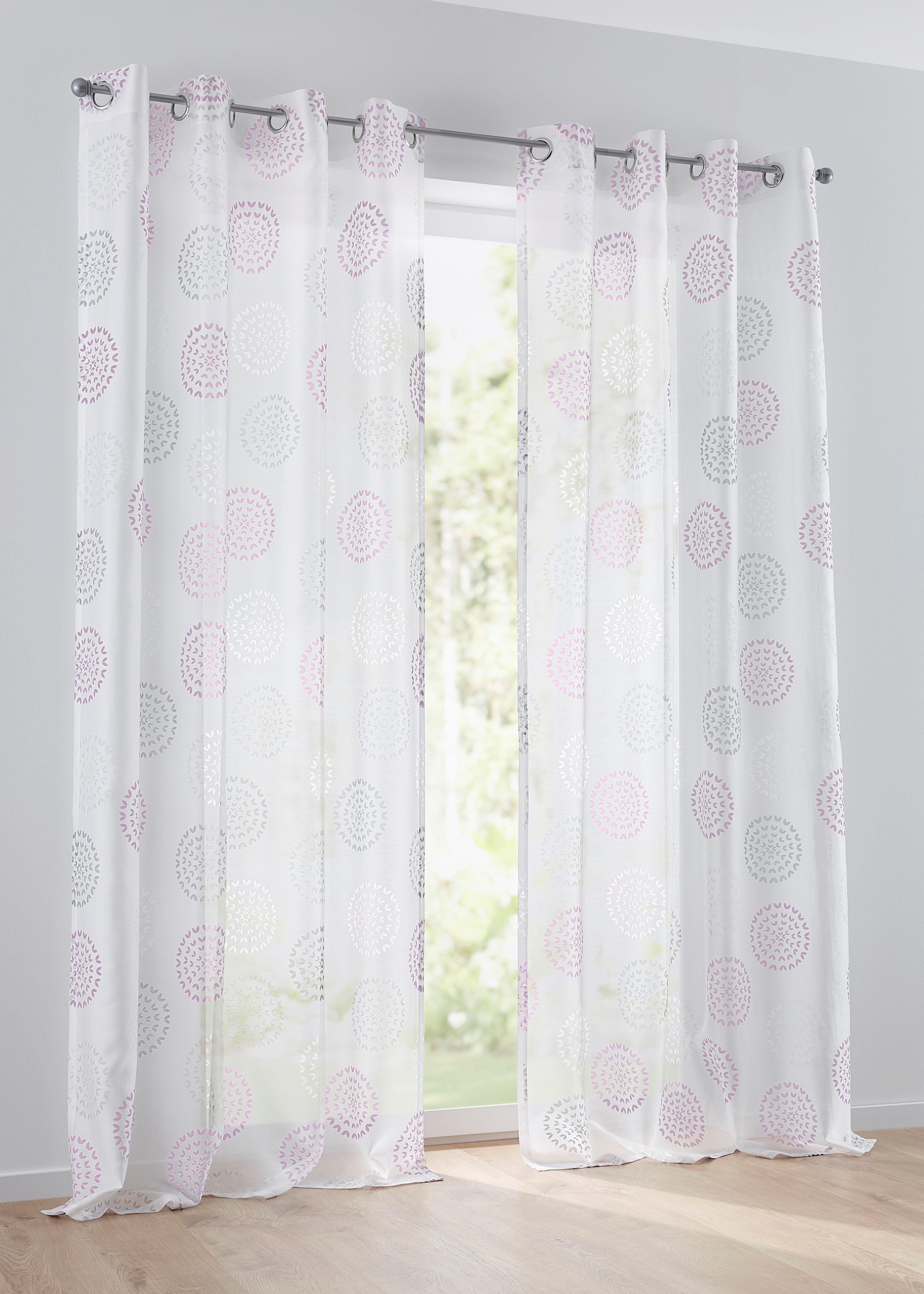 Kutti Vorhang Bella (1 St), Ösen, halbtransparent, Gardine, halbtransparent, Ausbrenner, bedruckt, Baumwolle-Polyester