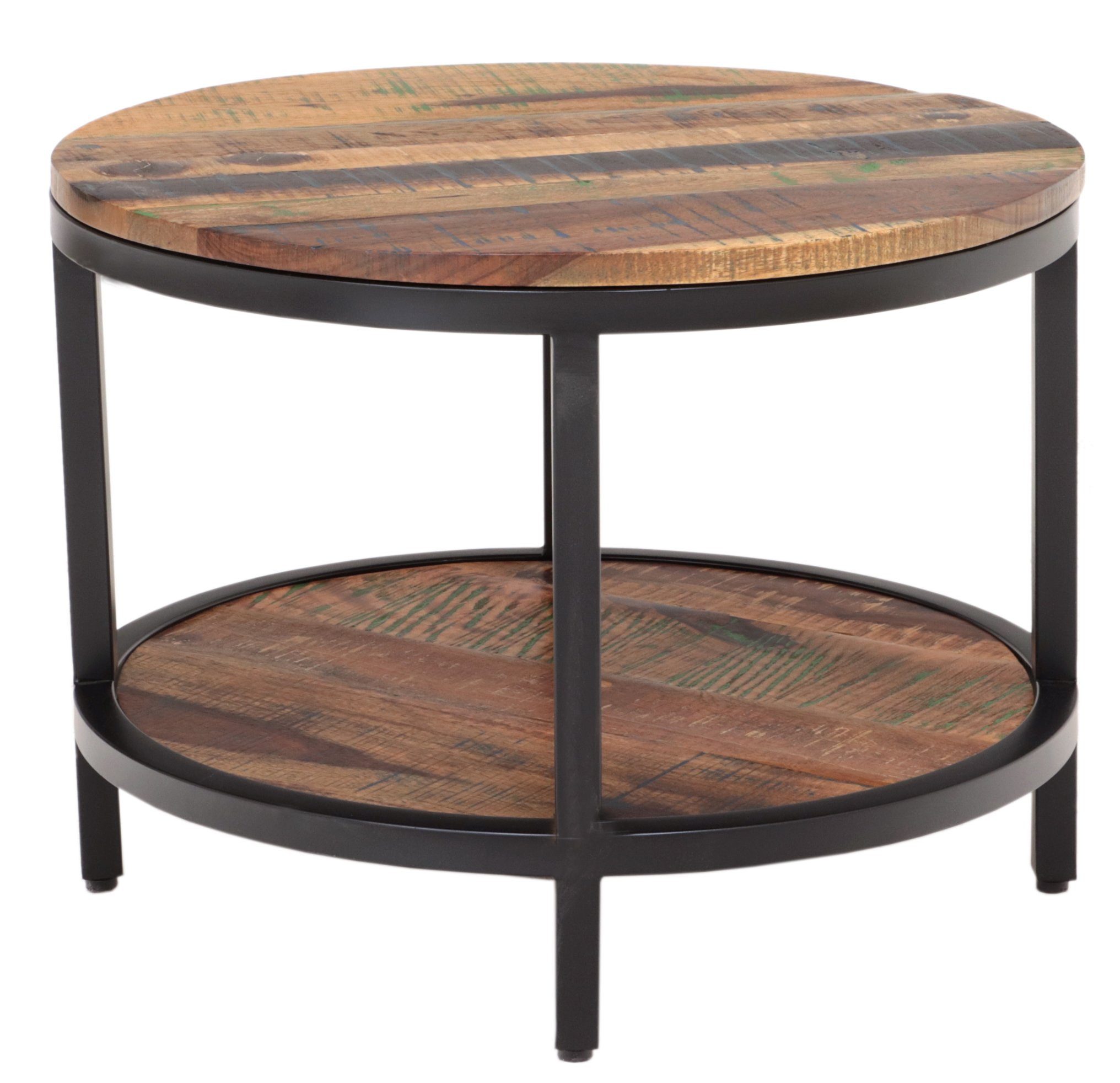 Indischesmoebelhausde Couchtisch Runder Couchtisch Retro 60x45x60 aus recyceltem Holz