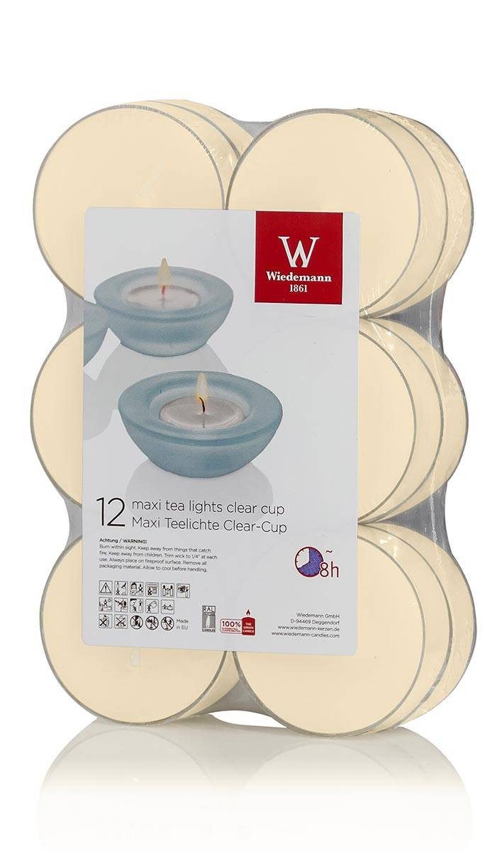 INNA-Glas Teelicht 12er Set Wachskerze Kenny, creme, 2,1cm, Ø 5,6cm, 8h