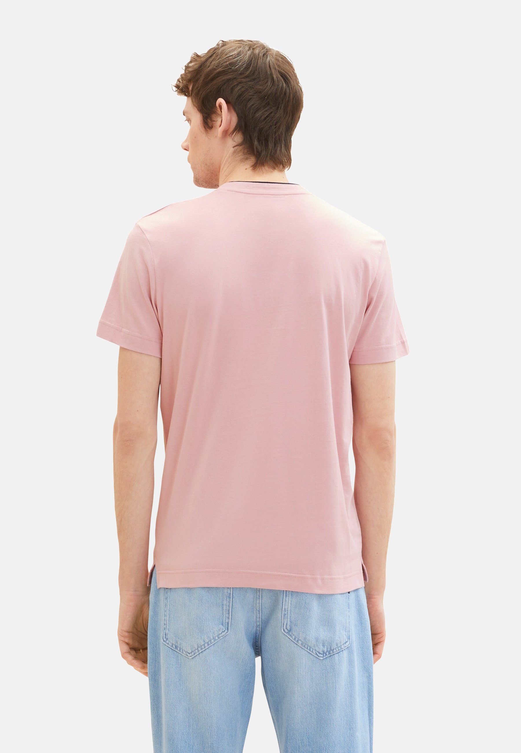TOM TAILOR Henley (1-tlg) Henleyshirt Kurzarmshirt pink T-Shirt