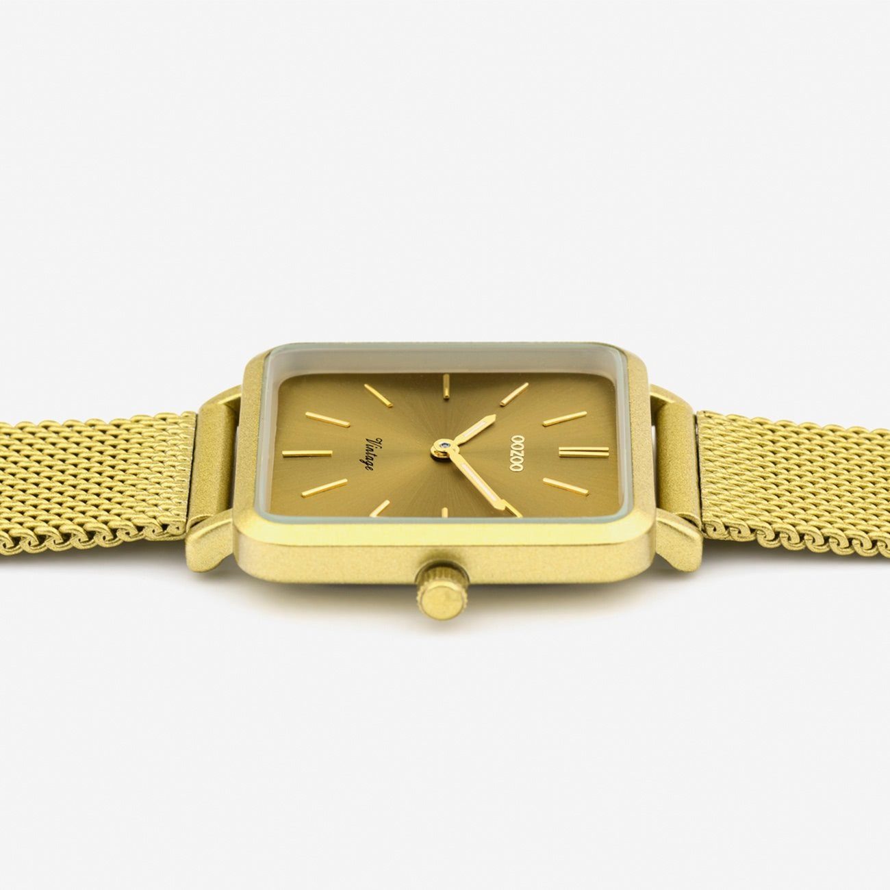 Damenuhr (ca. klein eckig, Damen Edelstahlarmband, OOZOO Armbanduhr gold Fashion-Style Quarzuhr Analog, 29mm) Oozoo