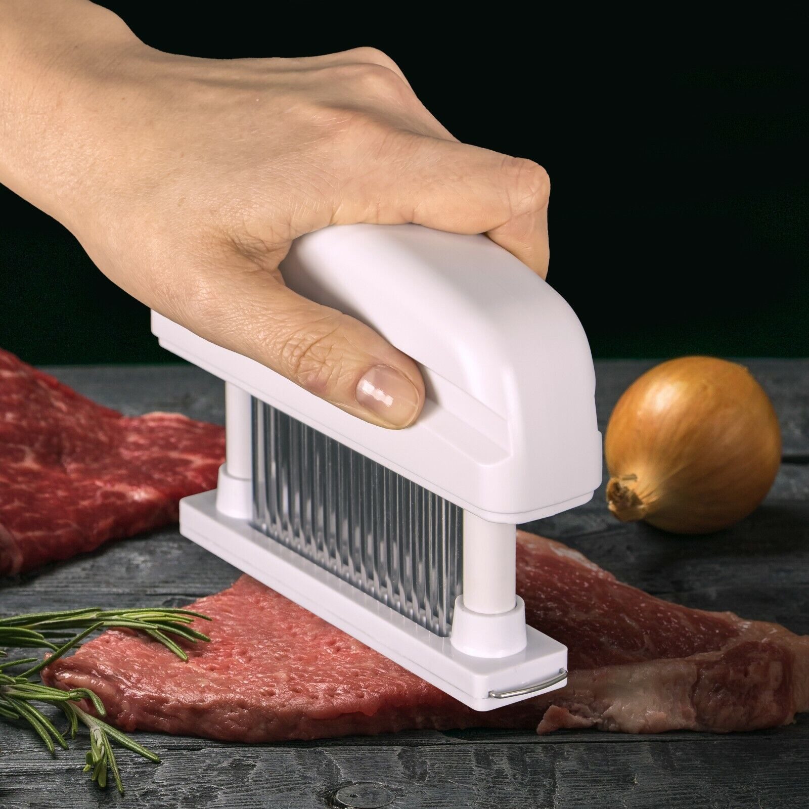 KVOTA Fleischklopfer Fleischstecher Fleischzartmacher für Steak Grill Marinieren 48 Klingen, Leicht, kompakt, bequem – Bild 4 von 5