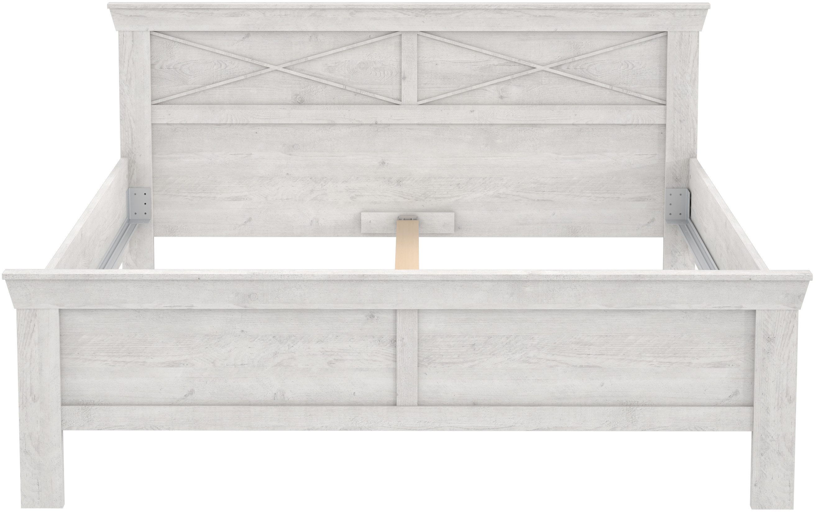 FORTE Bett KASHMIR, Belastbarkeit 250 KG, dekoratives Kopfteil (Liegefläche 180 x 200 cm, B x H x T: ca. 191 x 99x 210 cm), Bett im Landhaustil, pflegeleicht, Dekor Pinie Weiß