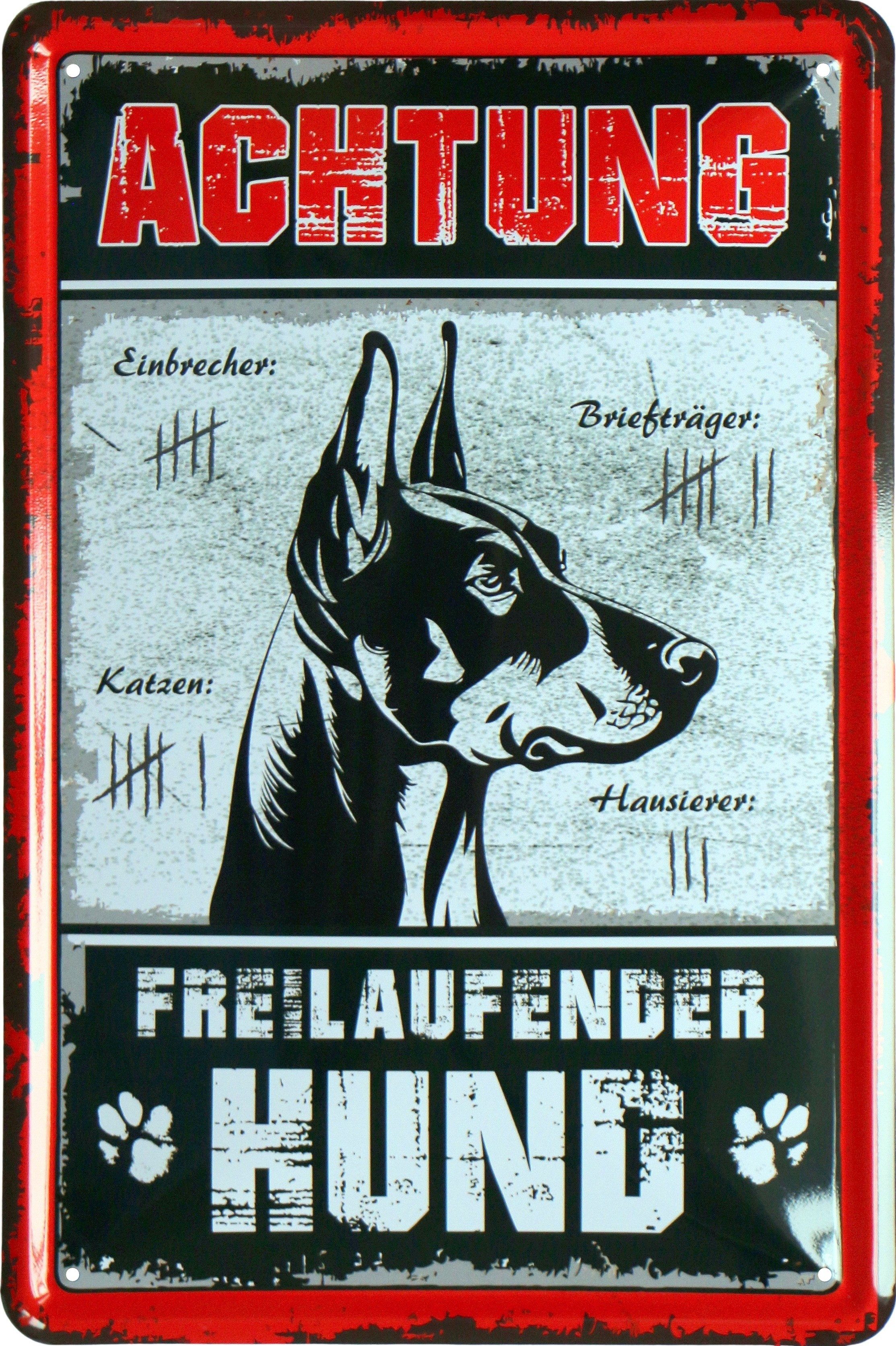 WOGEKA ART Metallbild Achtung freilaufender Hund günstig online kaufen