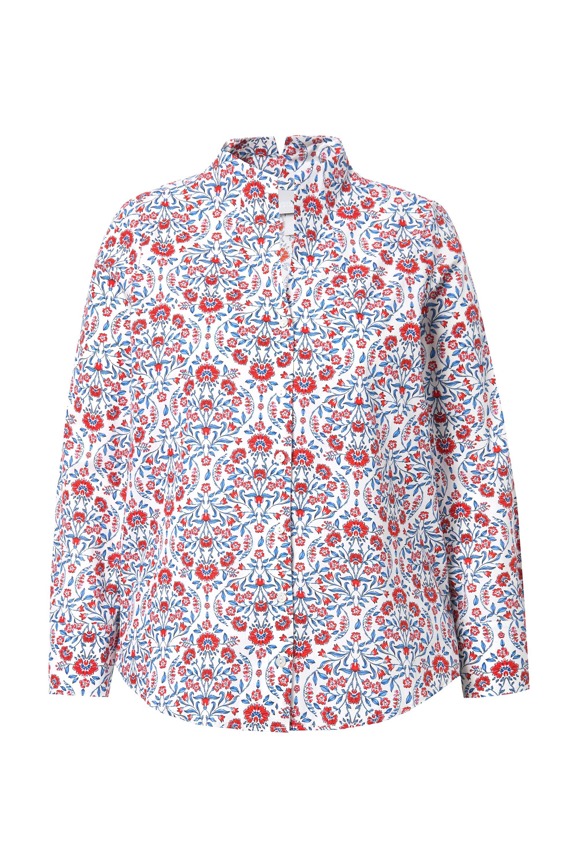 Ulla Popken Longbluse Bluse Landhausdruck Kelchkragen günstig online kaufen