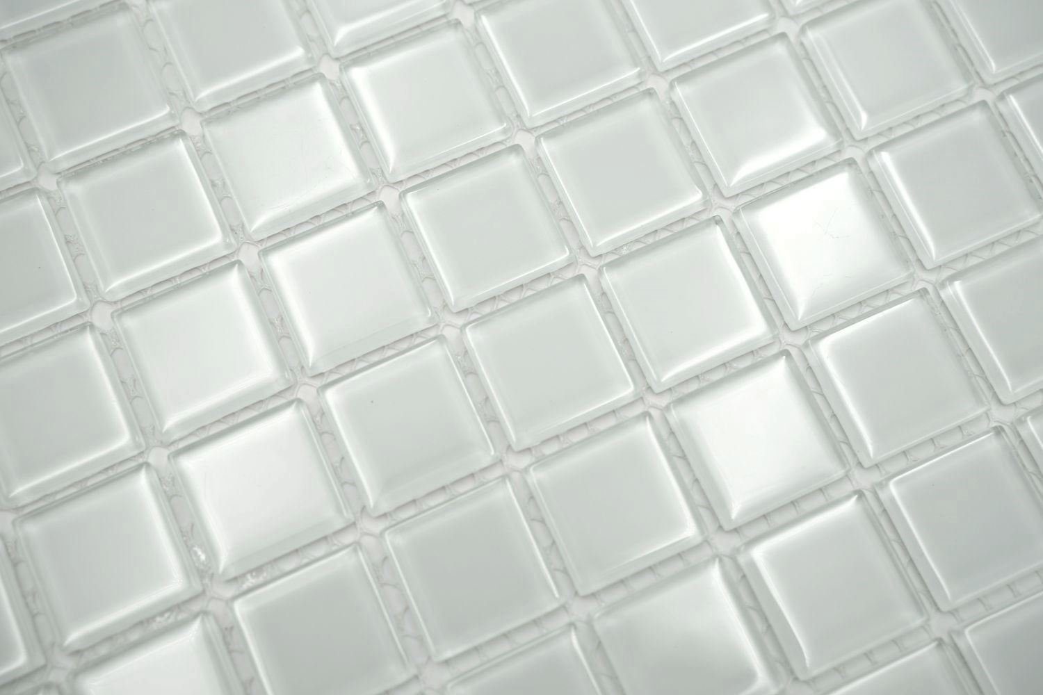 Mosani Mosaikfliesen Mosaikfliese weiss mit grünstich Glasmosaik Schwimmbadmosaik